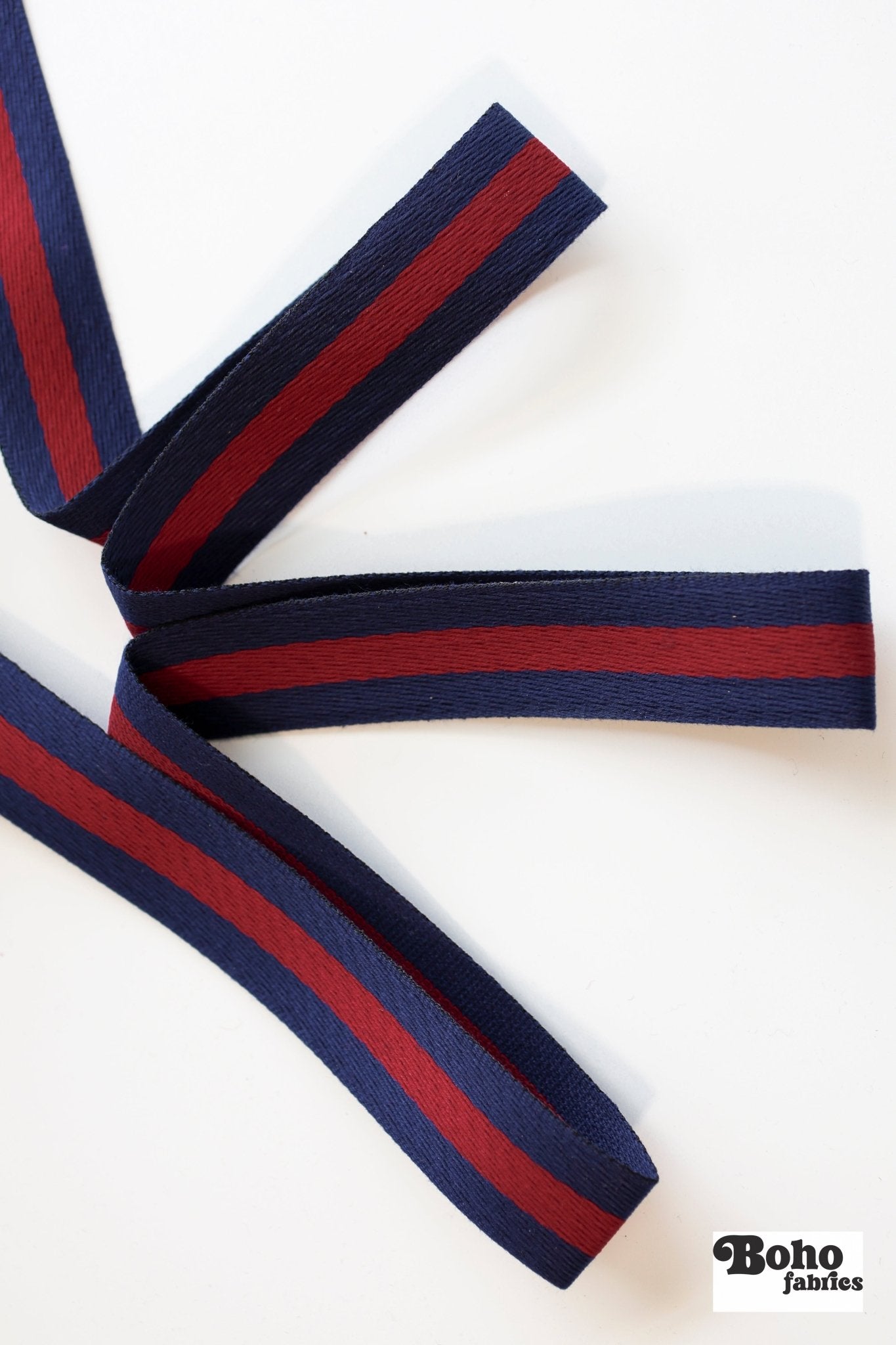 Stripes in Navy & Red, 1 1/4" Vintage Jacquard Woven Trim, TRIM - 071 - Boho Fabrics - Trims
