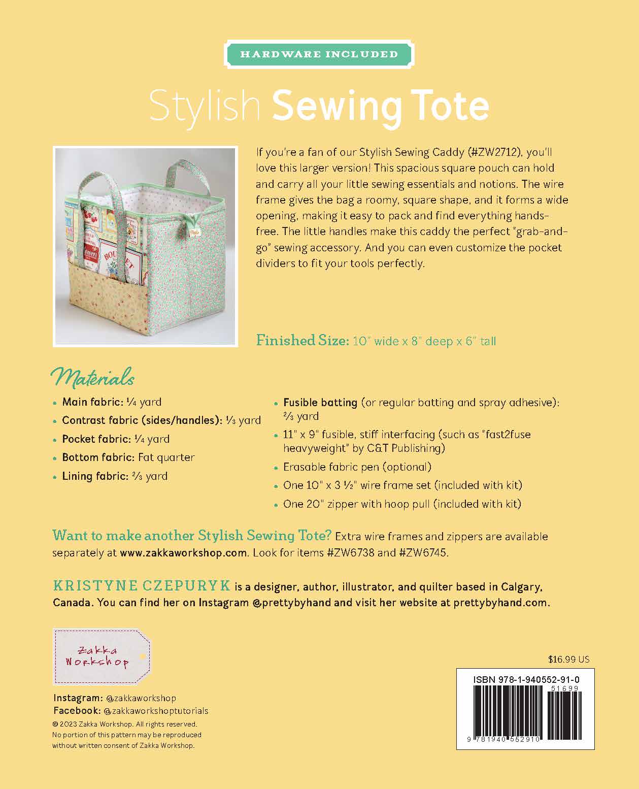 Stylish Sewing Tote, Sewing Kit - Boho Fabrics - Sewing Kits