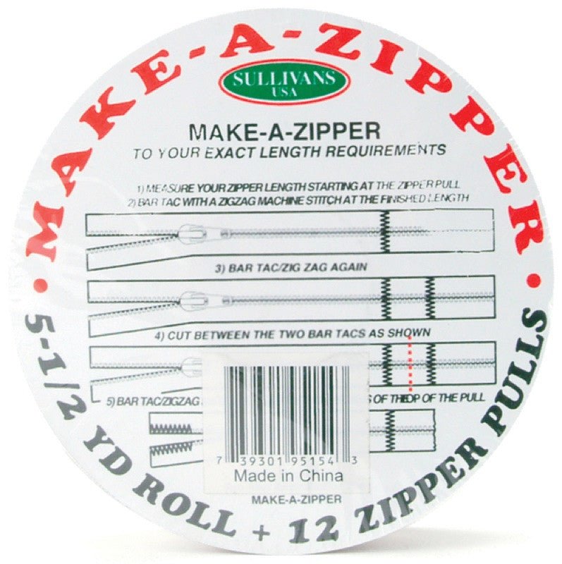 Sullivans Make - A - Zipper Kit 5 - 1/2yd - Beige - Boho Fabrics - Zippers