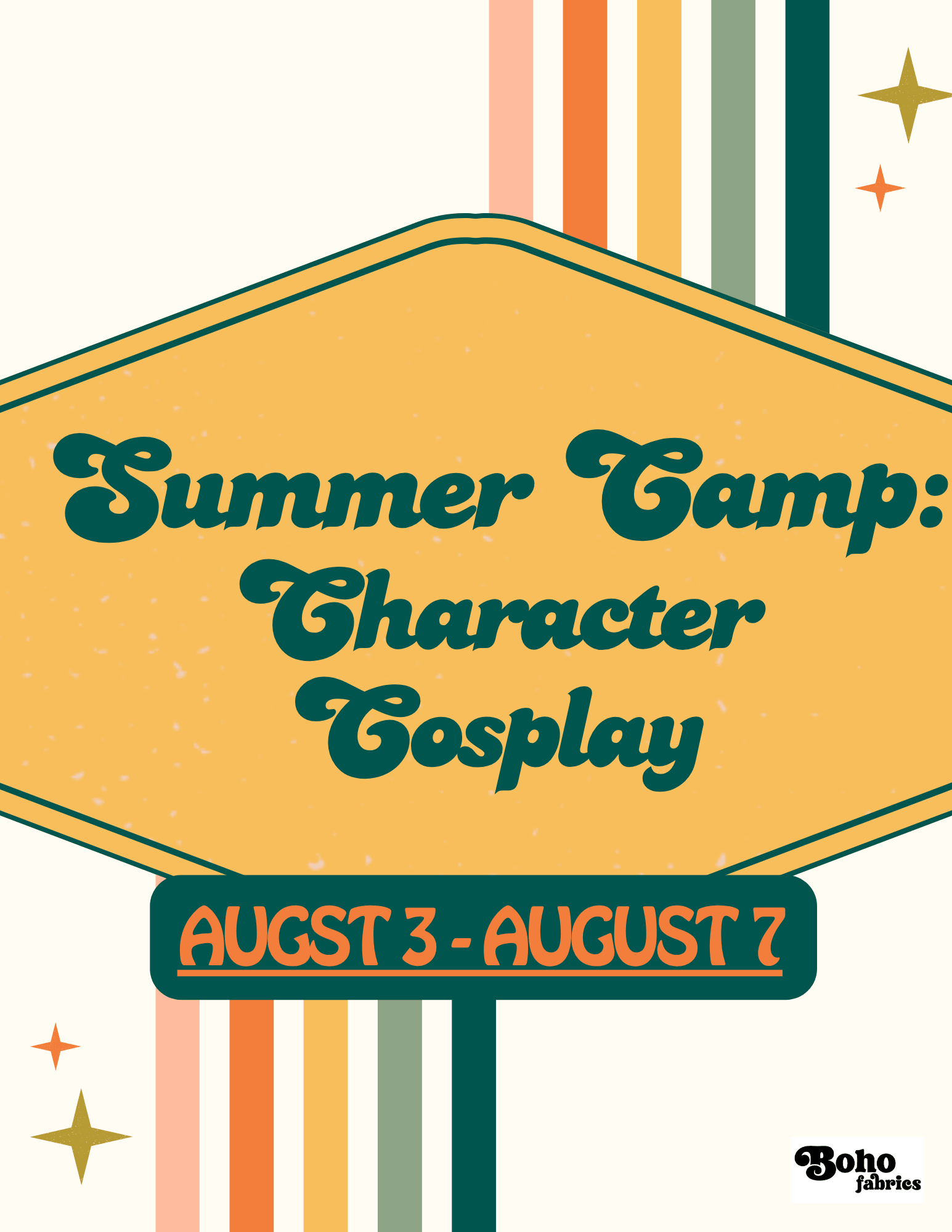 Summer Camp: Character Cosplay: August 3 - 7 - Boho Fabrics - Class