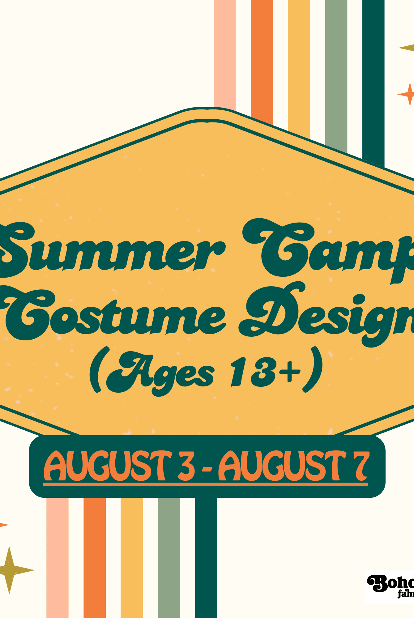 Summer Camp: Costume Design with Stephanie Parks (Ages 13+): August 3 - 7 - Boho Fabrics - Class