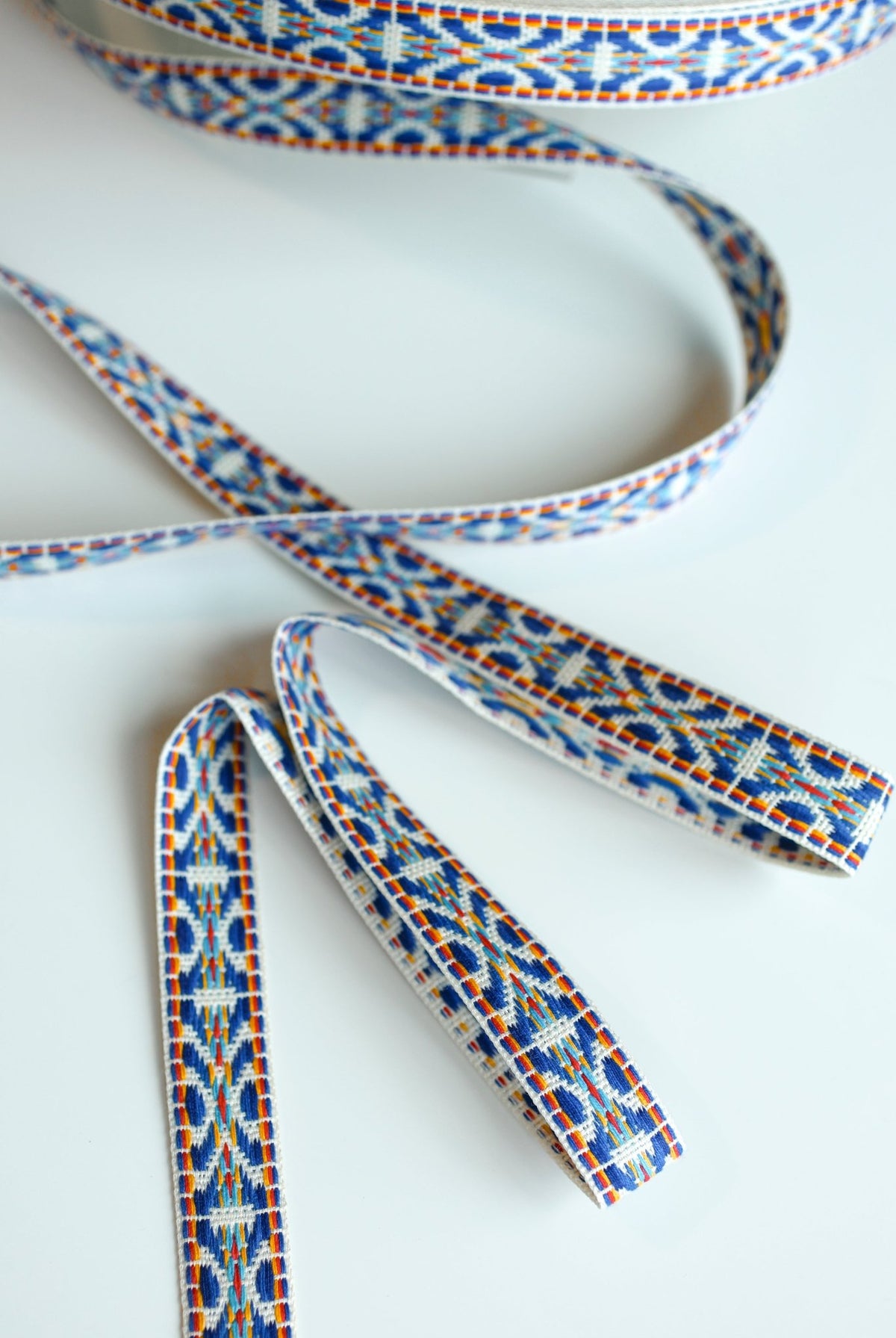 Summitline in Bright Blue. 3/4" Jacquard Woven Trim. TRIM - 013 - Boho Fabrics - Trims