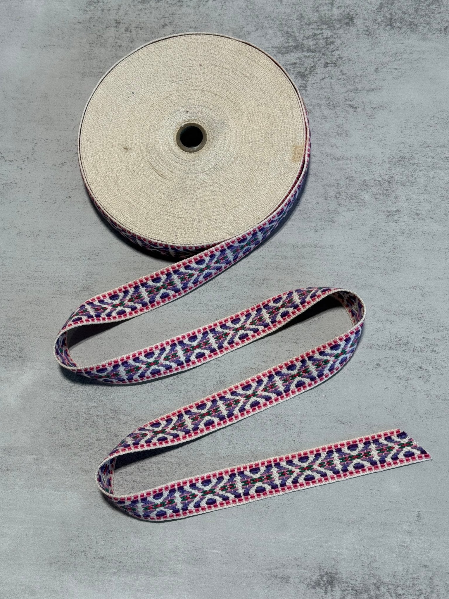 Summitline in Pink & Purple. 1” Jacquard Woven Trim. TRIM - 171 - Boho Fabrics - Trims