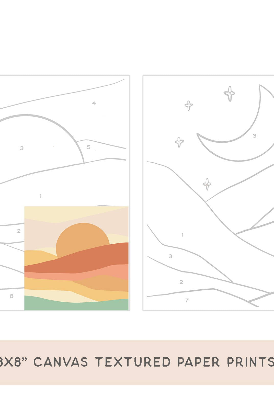 Sun + Moonlight Meditative Art Paint by Number Kit+ Easel - Boho Fabrics -