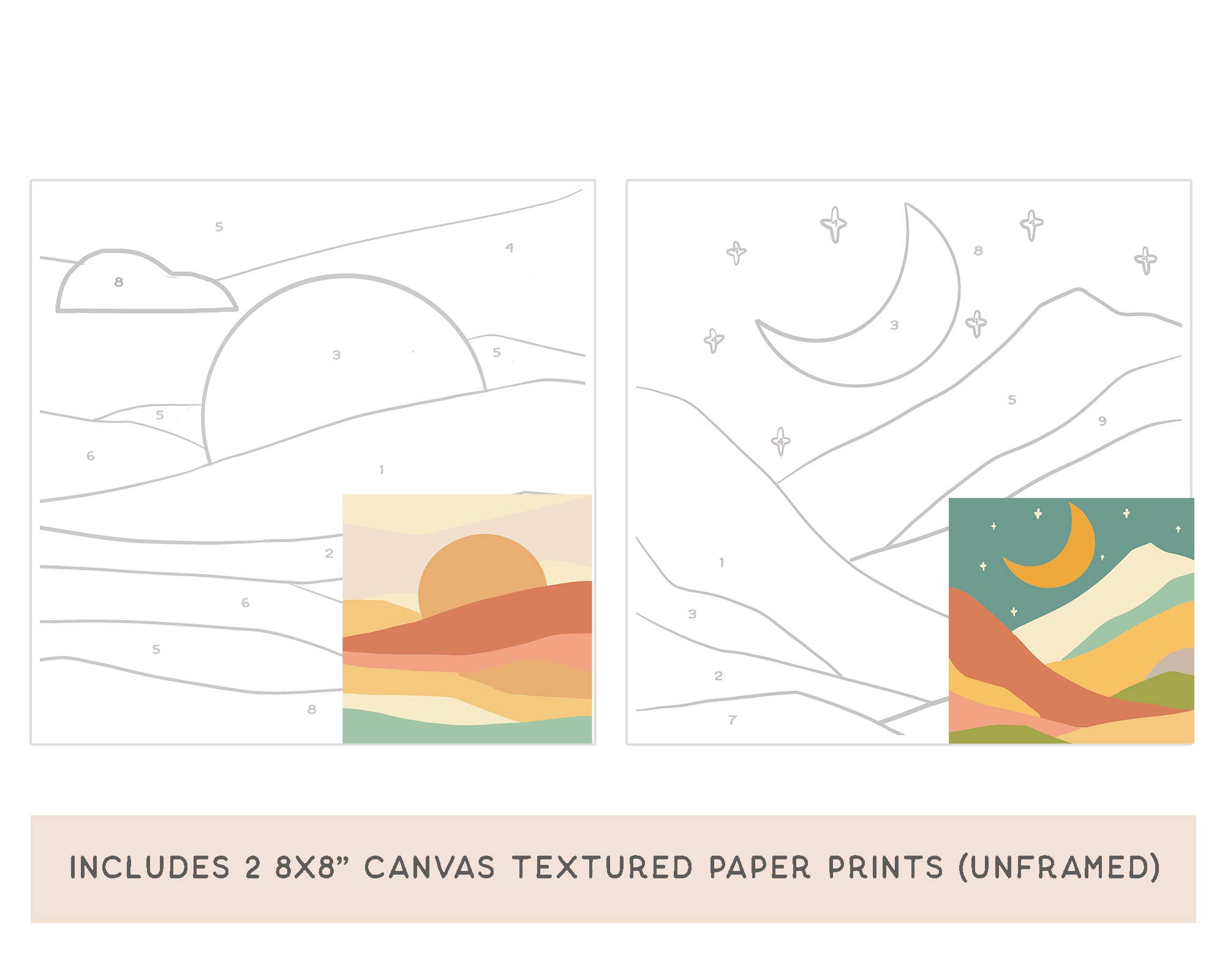 Sun + Moonlight Meditative Art Paint by Number Kit+ Easel - Boho Fabrics -