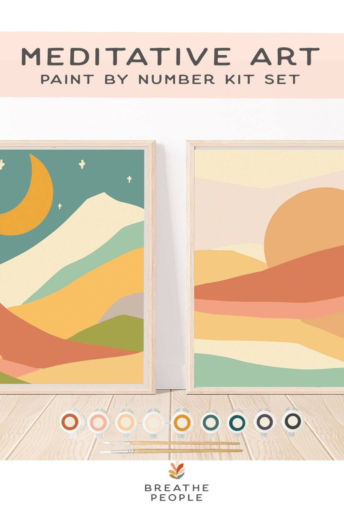 Sun + Moonlight Meditative Art Paint by Number Kit+ Easel - Boho Fabrics -
