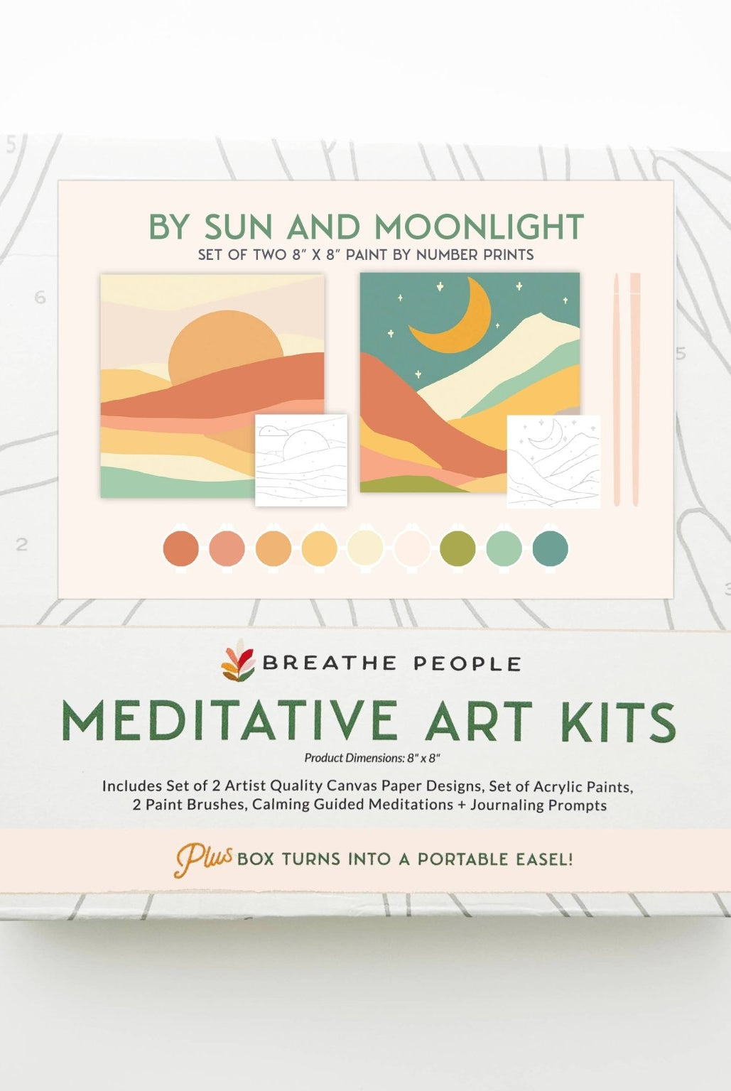 Sun + Moonlight Meditative Art Paint by Number Kit+ Easel - Boho Fabrics -