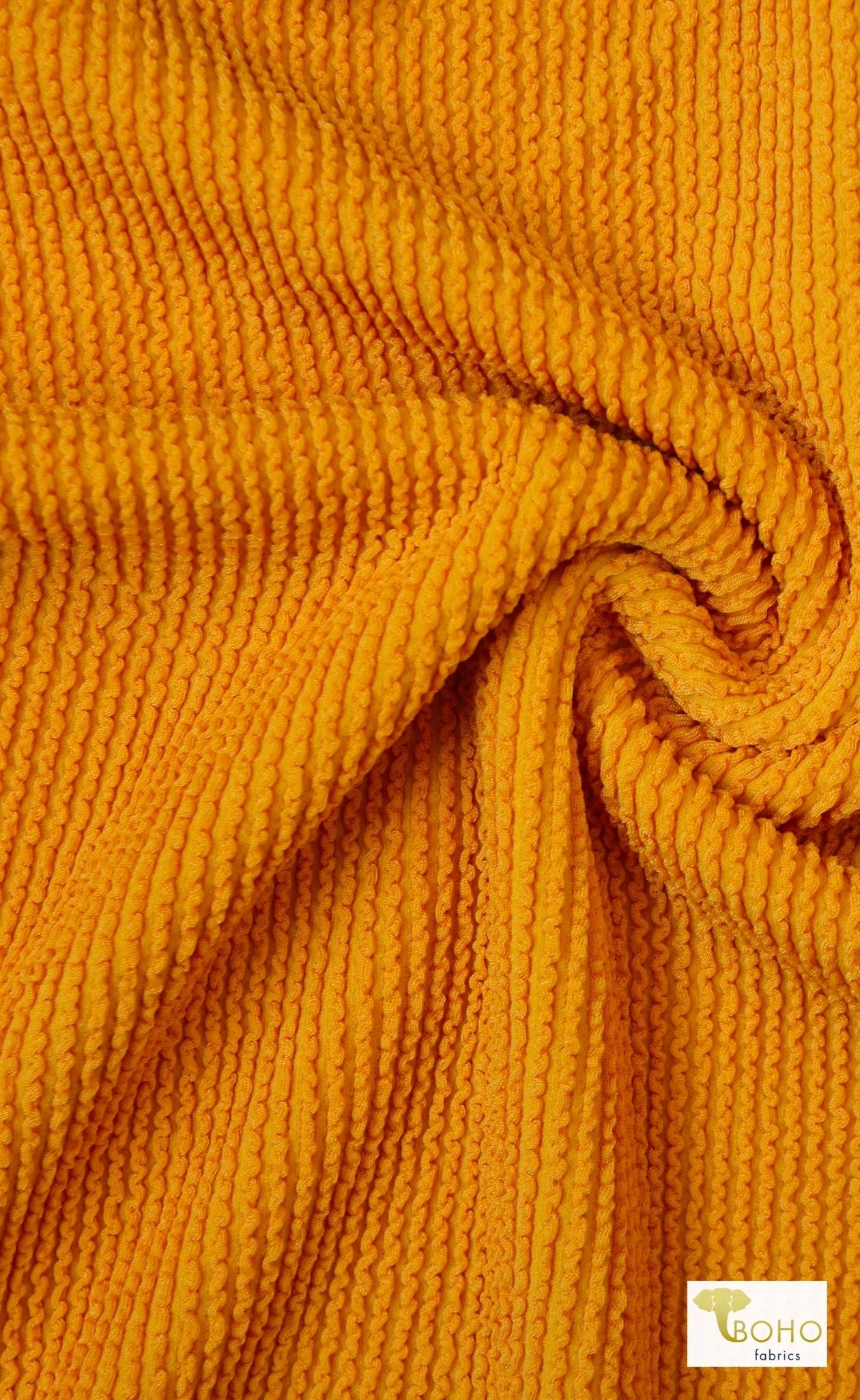 Sunset Blvd Yellow Crinkle, Swim Knit Fabric - Boho Fabrics