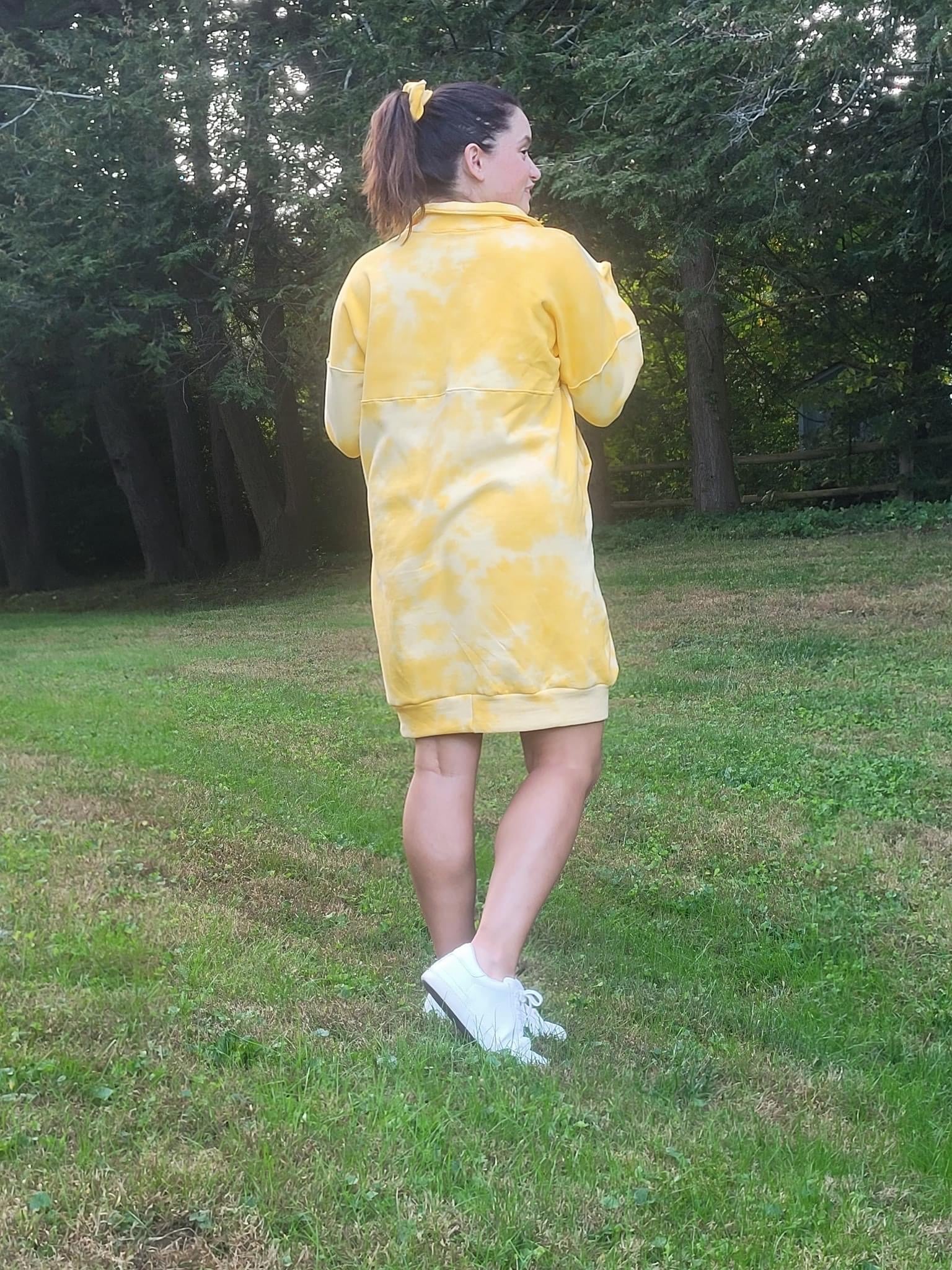 Sunshine Yellow, Tie Dye, Sweatshirt Fleece - Boho Fabrics