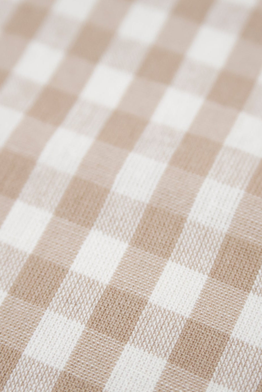 Tan and White Gingham Woven Fabric - Boho Fabrics - Woven, Fabric
