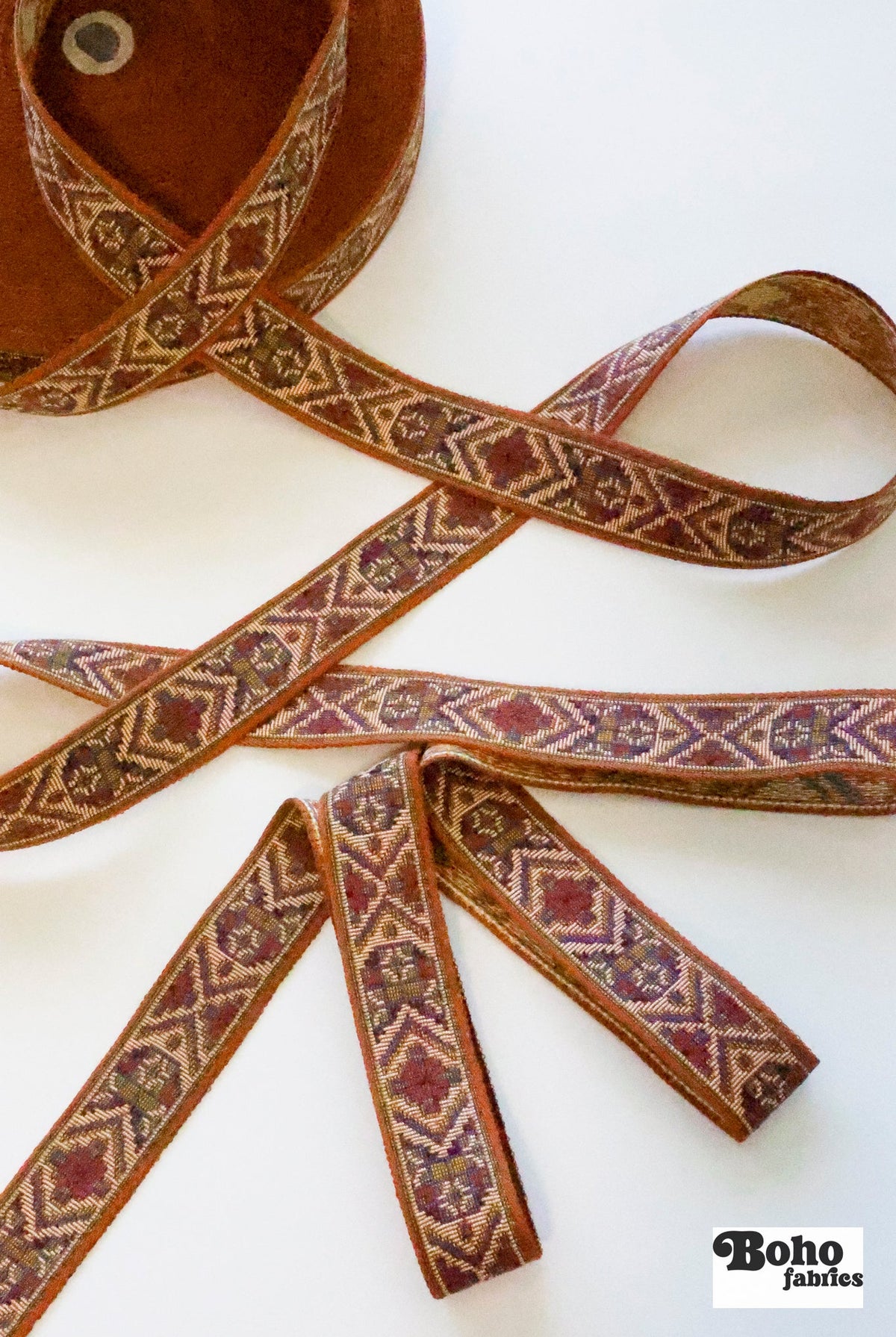 Tapestry in Brown, 1 1/8" Vintage Jacquard Woven Trim, TRIM - 084 - Boho Fabrics - Trims