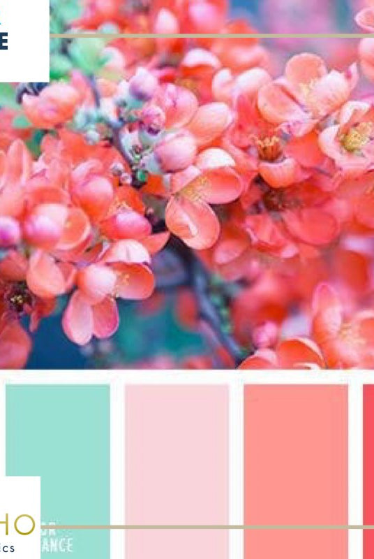 "Teal and Coral Blooms", Mystery Color Palette Box. - Boho Fabrics