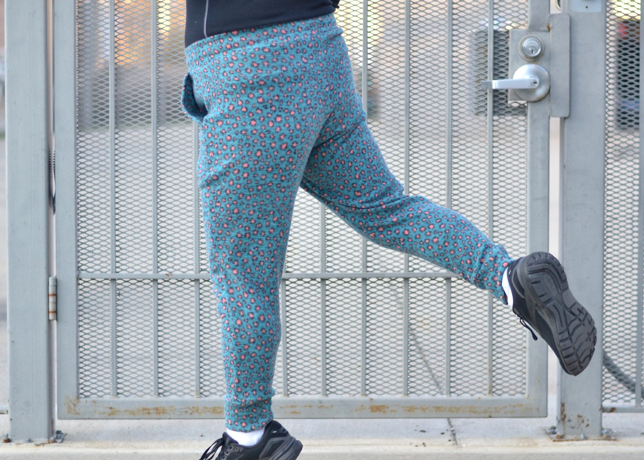 Teal Cheetah, Printed Brushed Sweater Knit Fabric - Boho Fabrics - Sweater Prints, Knit Fabric