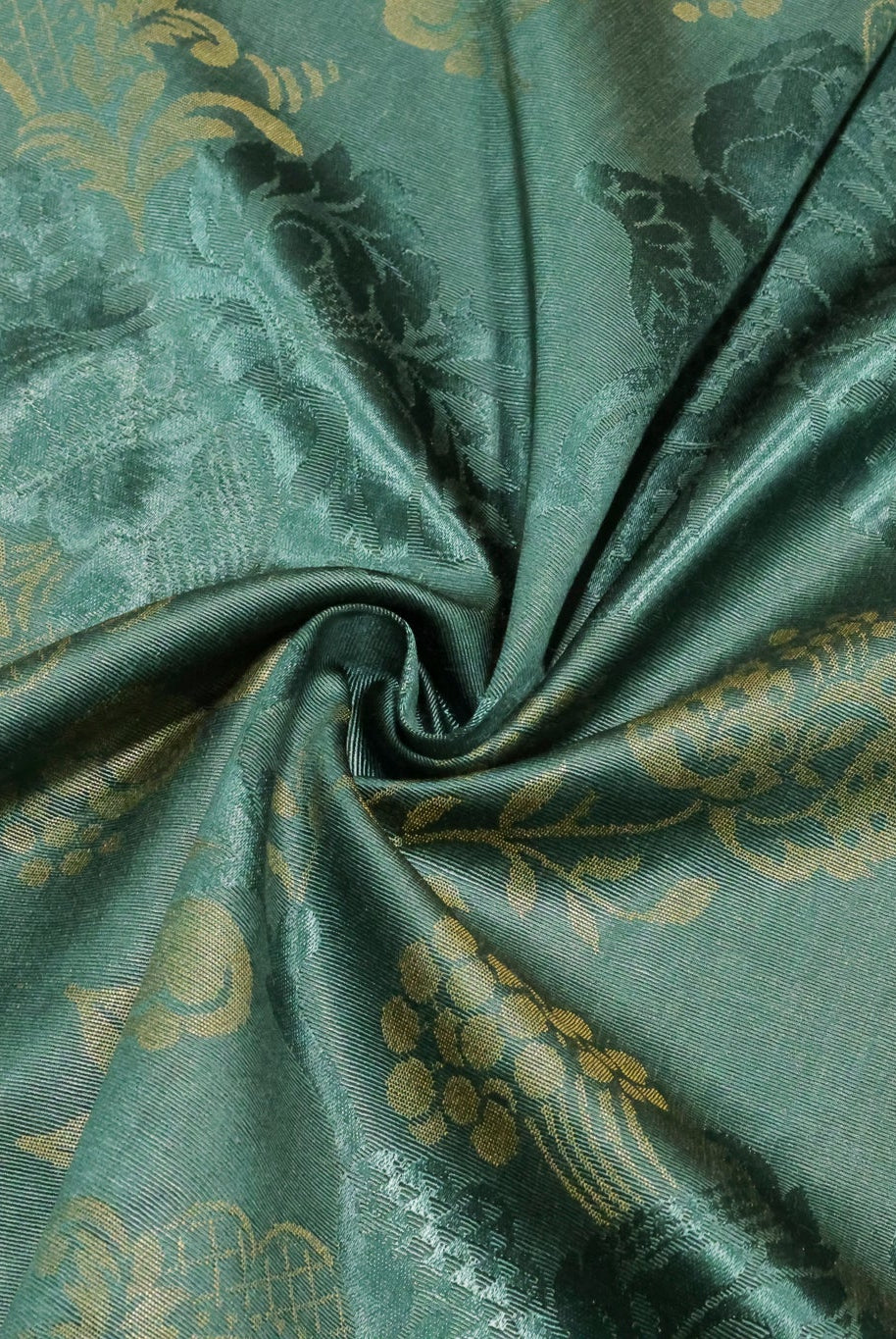 Teal & Gold Orchard Tapestry Jacquard Woven Fabric - Boho Fabrics - Jacquard, Woven