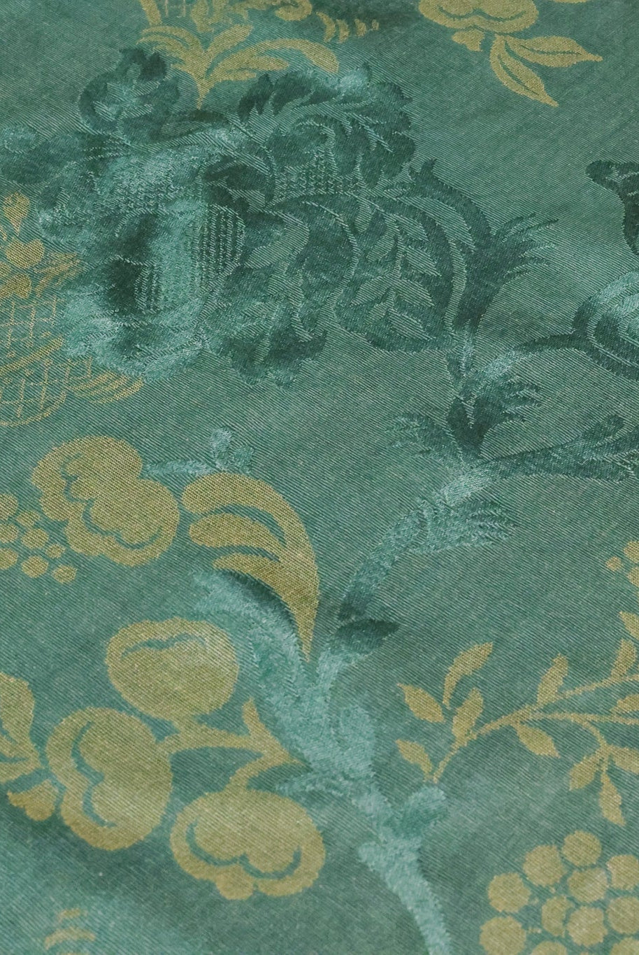 Teal & Gold Orchard Tapestry Jacquard Woven Fabric - Boho Fabrics - Jacquard, Woven