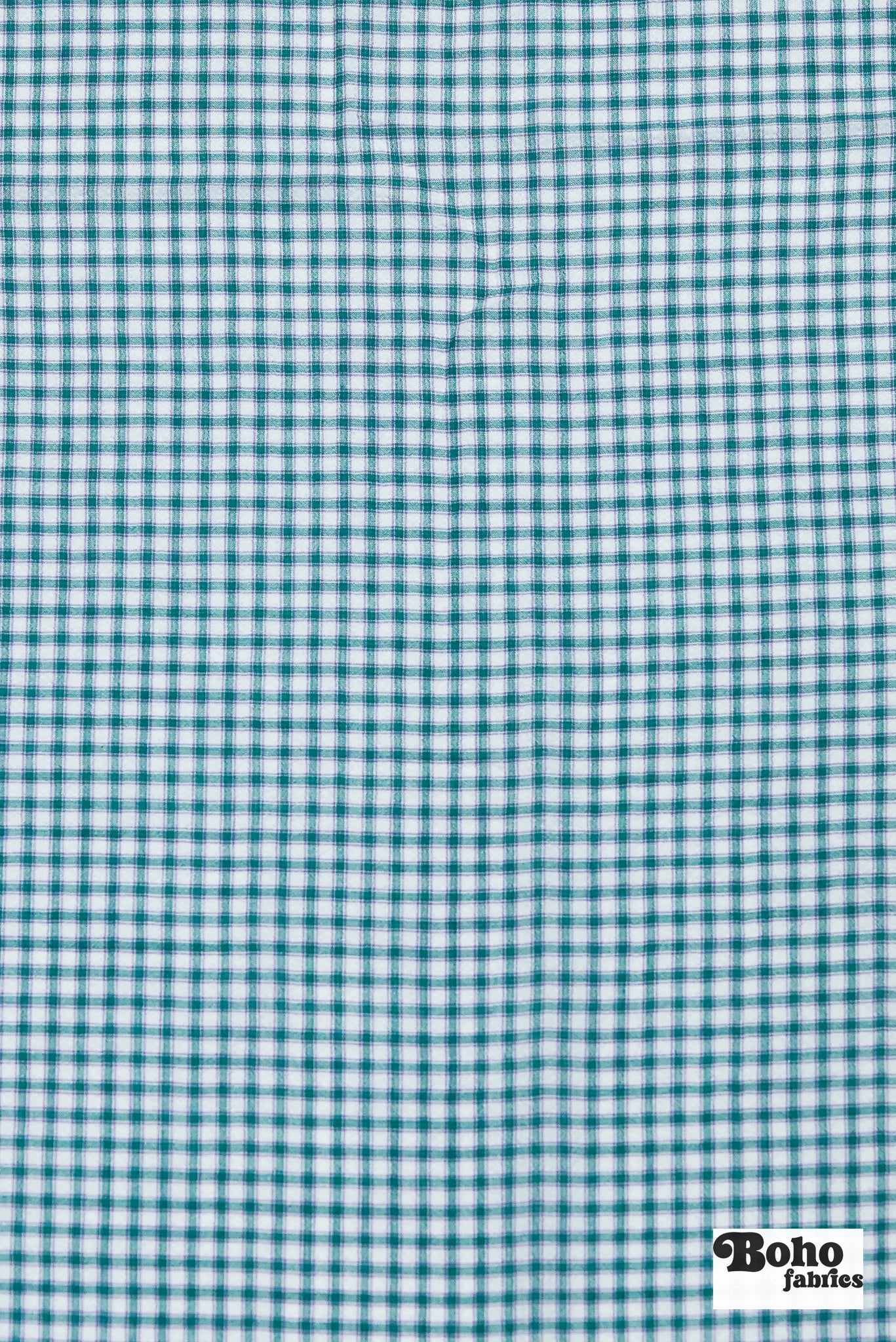 Teal, Purple & White Mini Gingham Crinkled Cotton Woven Fabric - Boho Fabrics - Shirting, Woven