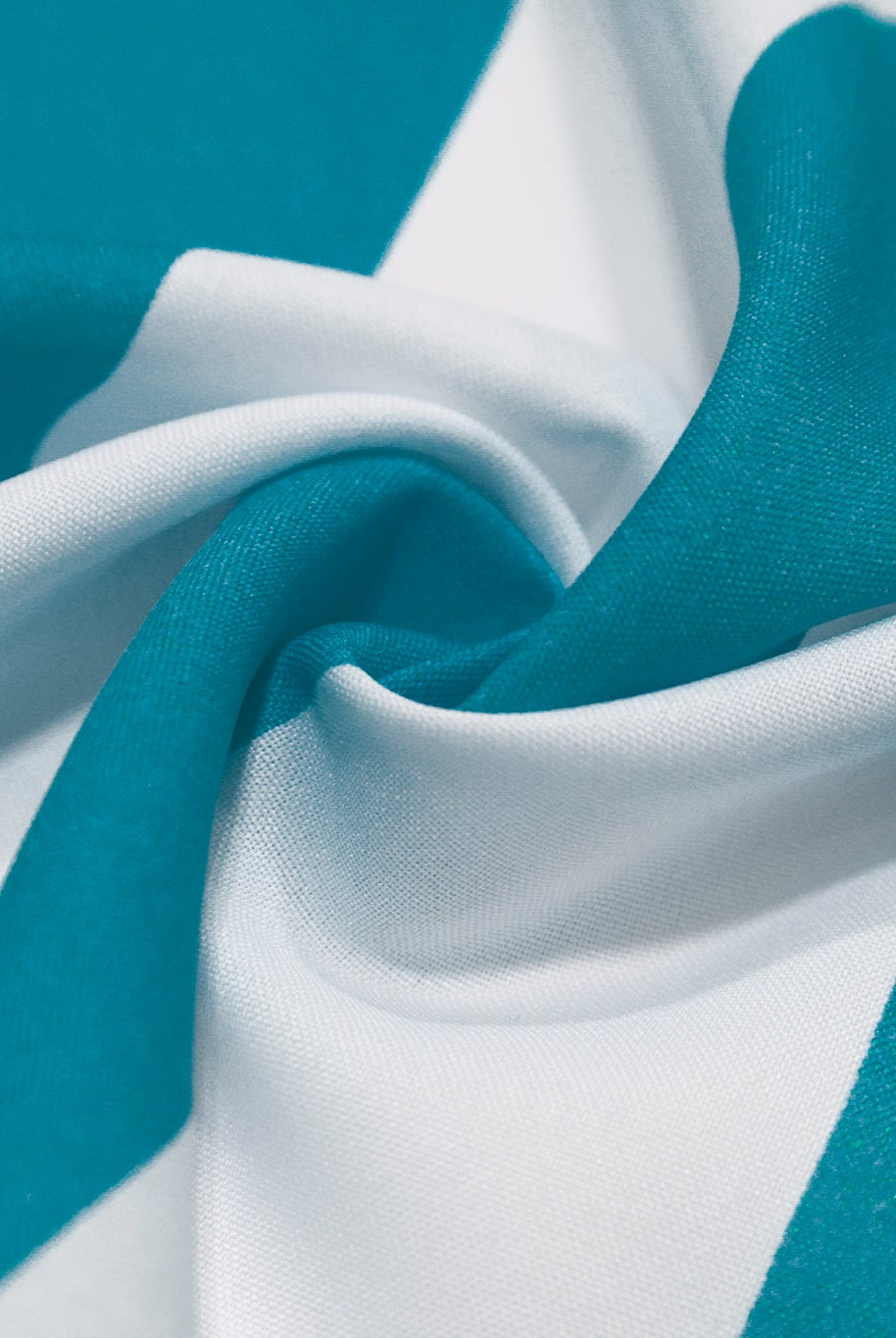 Teal & White, 3" Wide Striped Canvas Woven Fabric - Boho Fabrics - Canvas Fabric