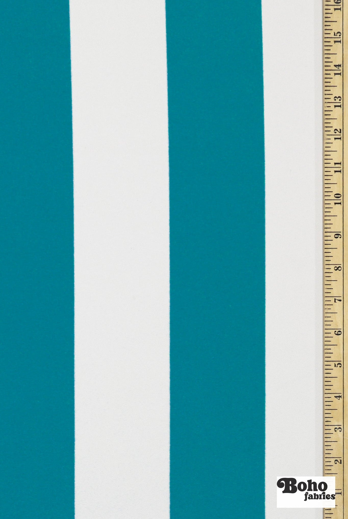 Teal & White, 3" Wide Striped Canvas Woven Fabric - Boho Fabrics - Canvas Fabric