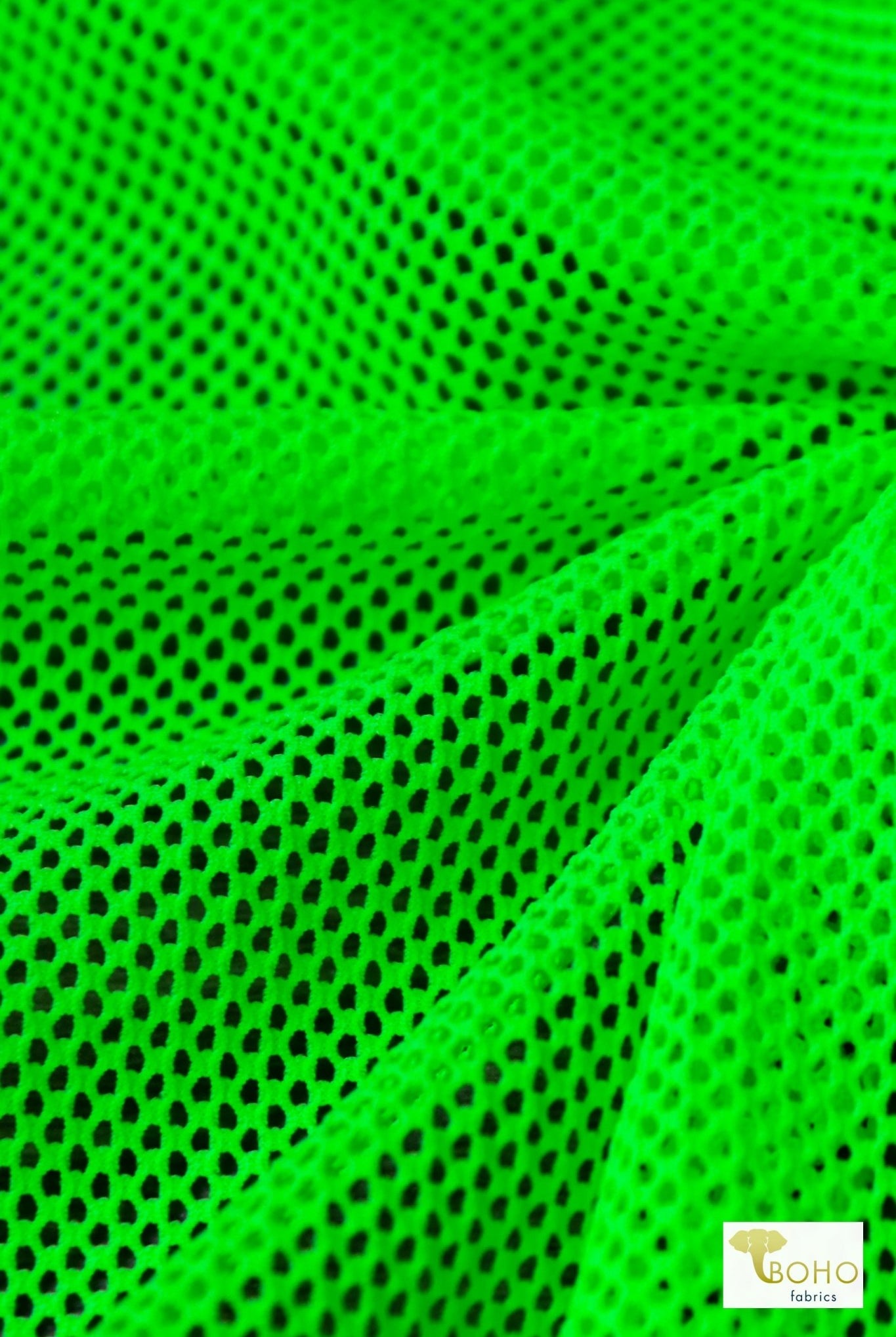 Tempest Neon Green Athletic Mesh Fabric. 4 Way Stretch - Boho Fabrics