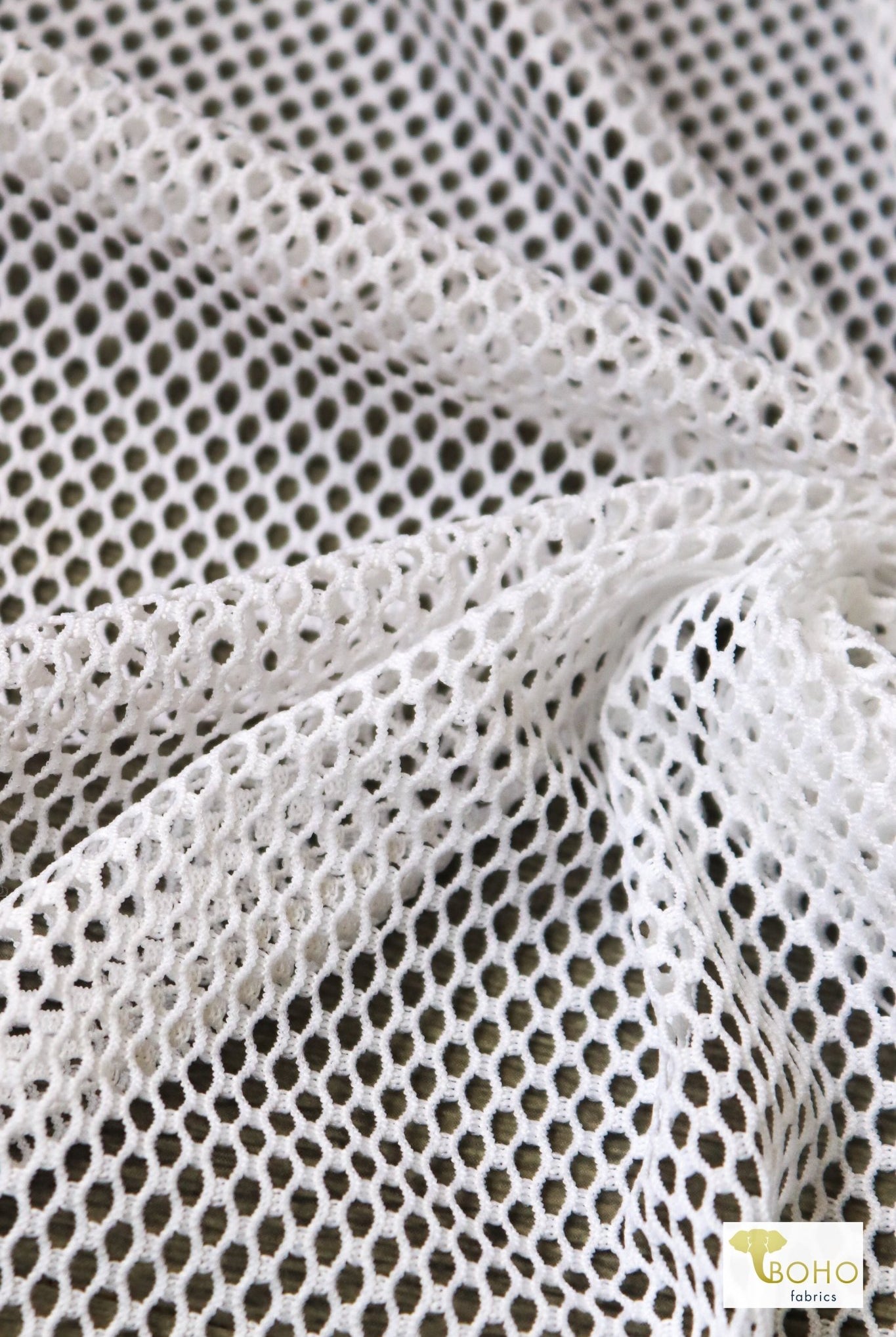 Tempest White Athletic Mesh Fabric. 4 Way Stretch - Boho Fabrics