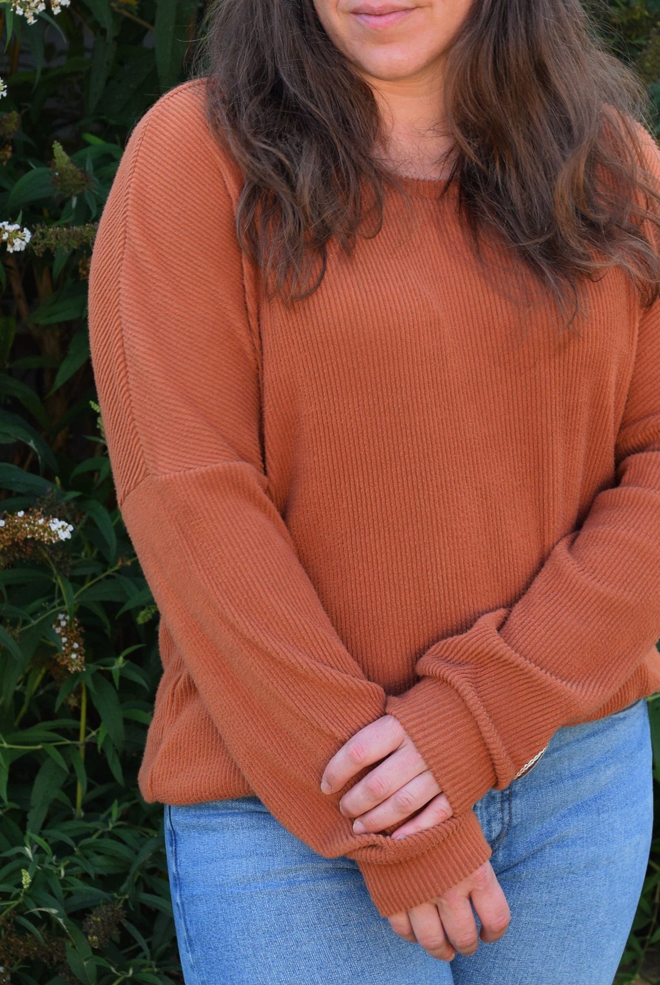 Terracotta Brick, Brushed Rib Knit - Boho Fabrics - Rib Solid, Knit Fabric