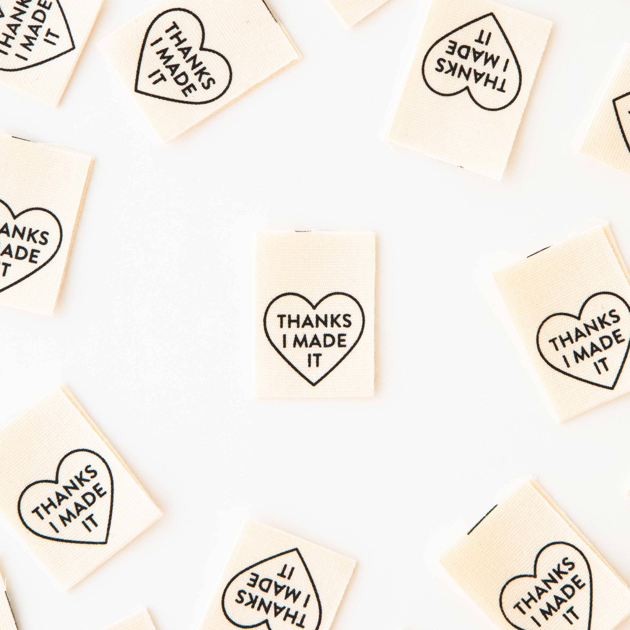 Thanks I Made It Heart Organic Cotton - Sewing Quilt and Garment Labels - Boho Fabrics -