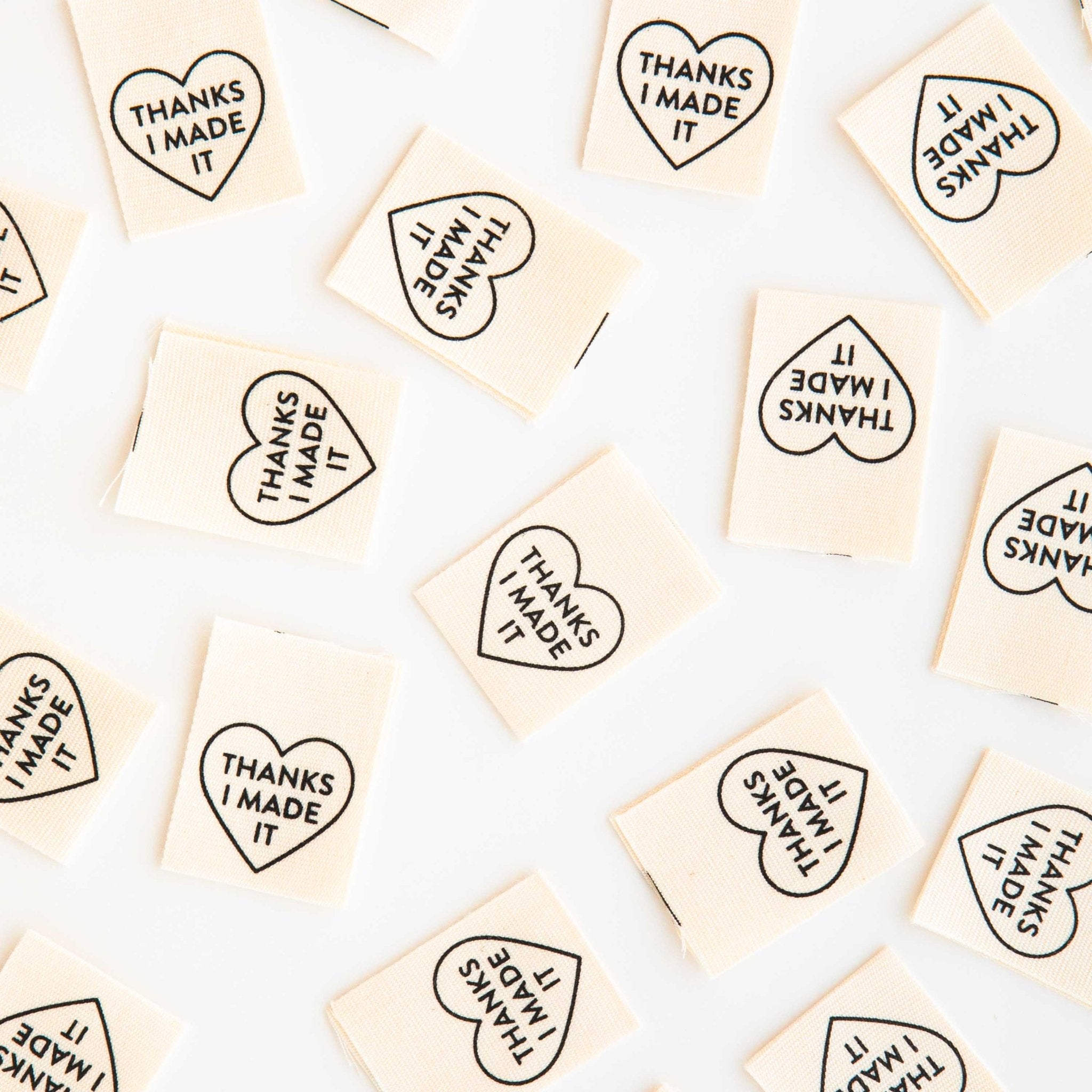 Thanks I Made It Heart Organic Cotton - Sewing Quilt and Garment Labels - Boho Fabrics -