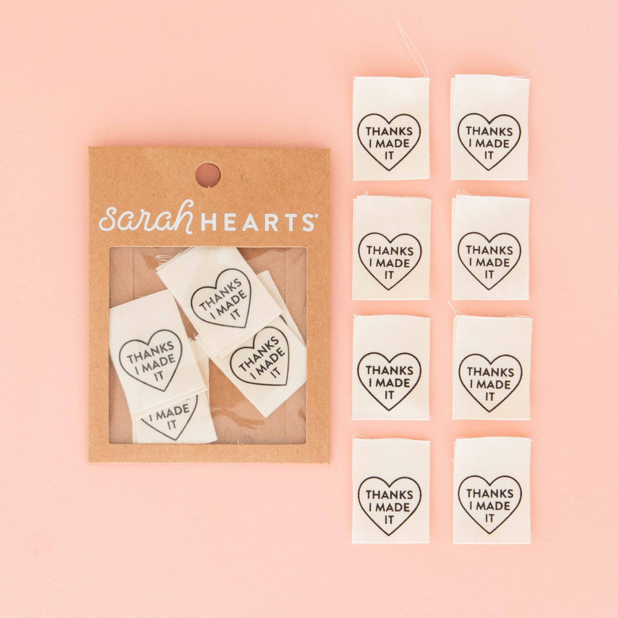Thanks I Made It Heart Organic Cotton - Sewing Quilt and Garment Labels - Boho Fabrics -