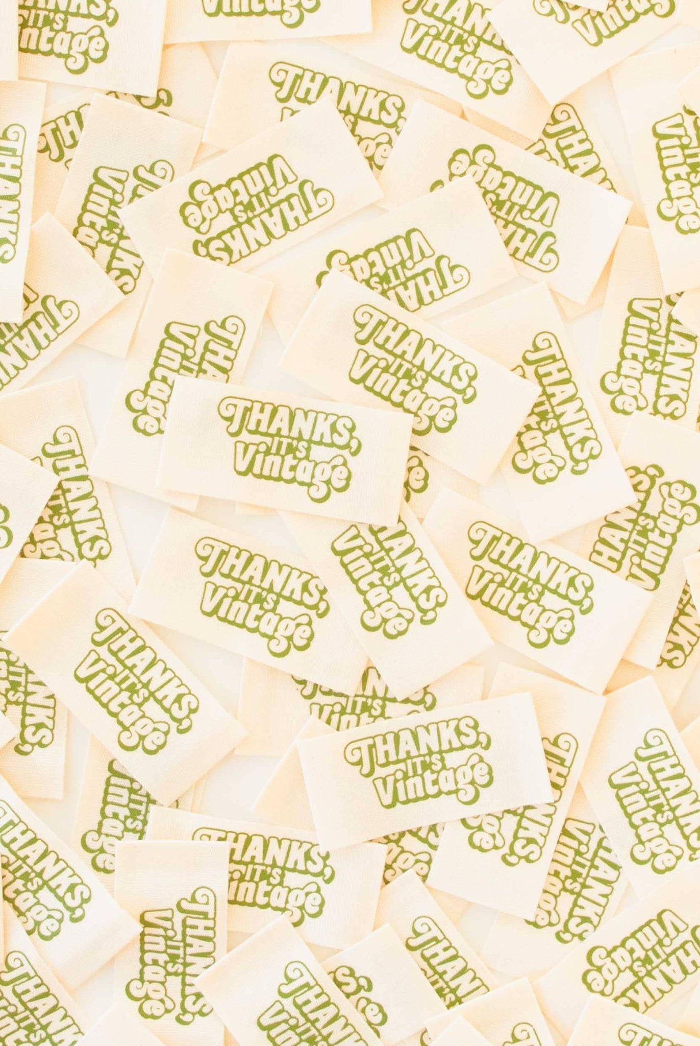 Thanks, It's Vintage Organic Cotton Sewing Labels - Boho Fabrics - Sew - in Labels