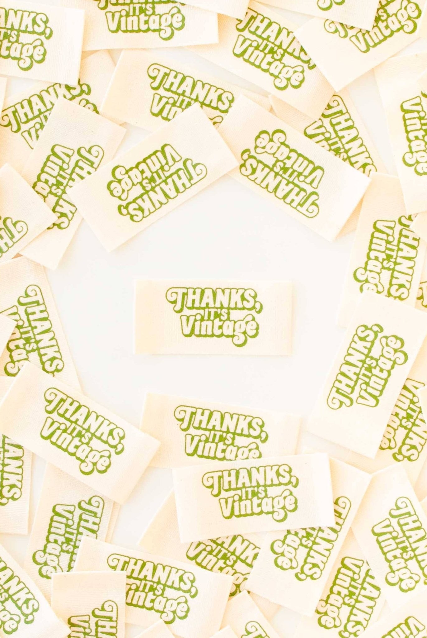 Thanks, It's Vintage Organic Cotton Sewing Labels - Boho Fabrics - Sew - in Labels