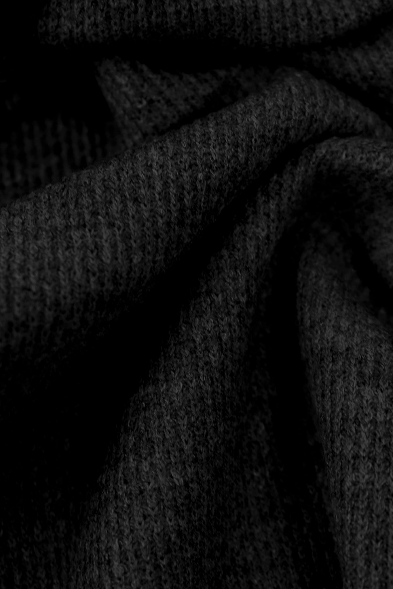 Thermal; Black Solid, "Cashmere" Knit Fabric. (PRE - ORDER) - Boho Fabrics - Waffle Knits