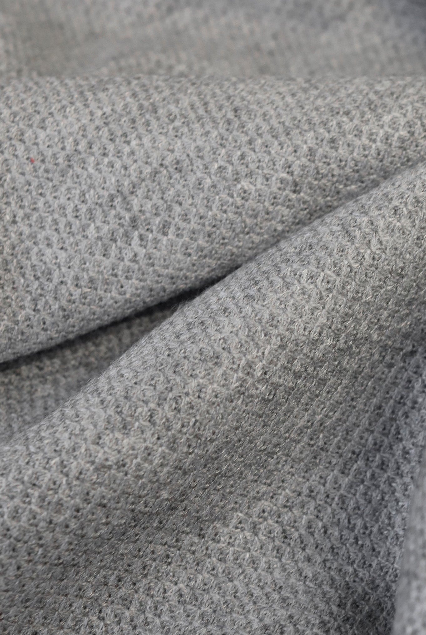 Thermal; Heather Gray Solid, "Cashmere" Knit Fabric. (PRE - ORDER) - Boho Fabrics - Waffle Knits