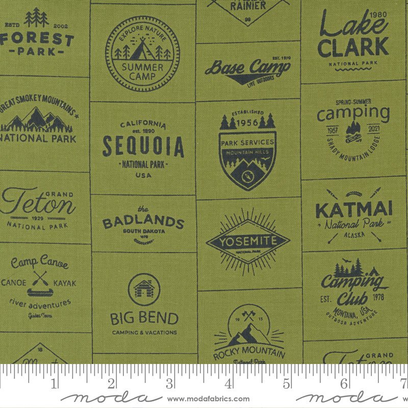 Timber Camp Badges Pine 55550 25 Moda 1 - Boho Fabrics - Quilting Cotton, Woven