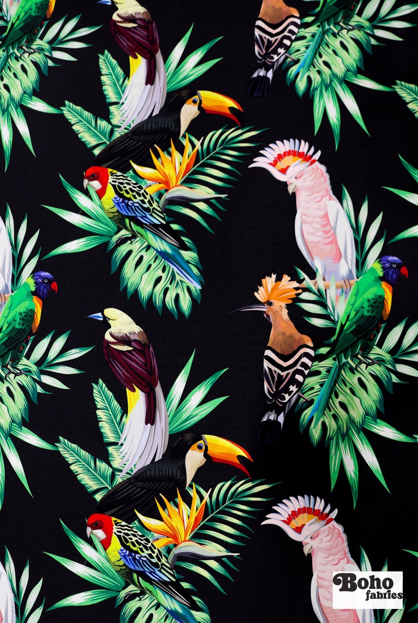 Tropical Tucans Canvas Woven Fabric - Boho Fabrics - Canvas Fabric