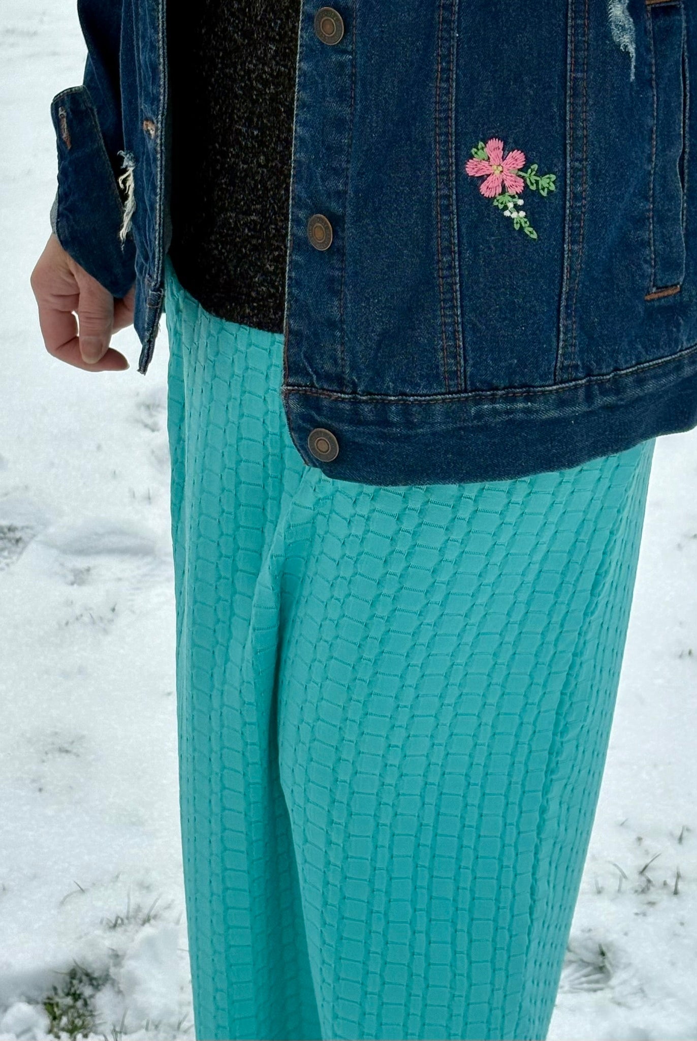 Turquoise Honeycomb, Athletic Knit Fabric - Boho Fabrics - Athletic Knit Fabric