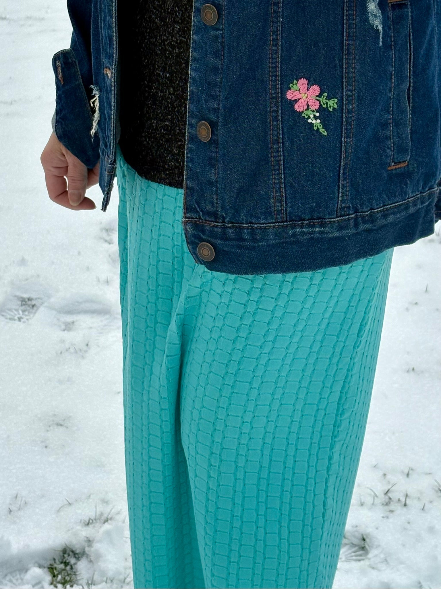 Turquoise Honeycomb, Athletic Knit Fabric - Boho Fabrics - Athletic Knit Fabric