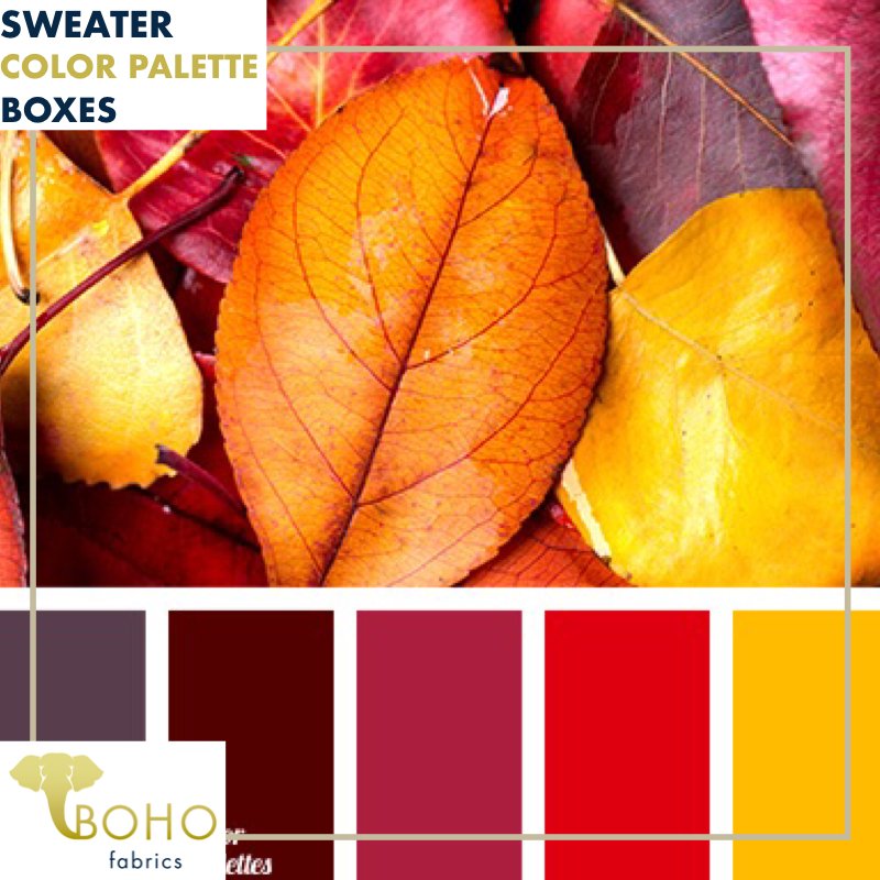 "Vibrant Leaves" Sweater/French Terry Knit Palette Bundle - Boho Fabrics