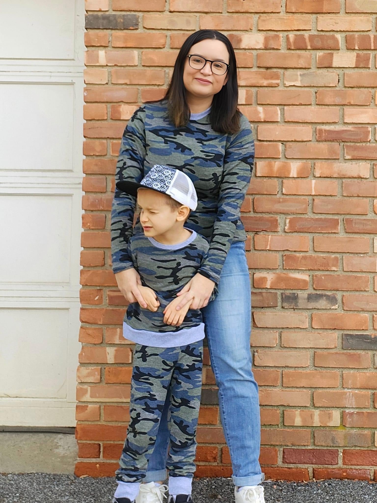 Vintage Blue Camo, Cotton French Terry Knit - Boho Fabrics