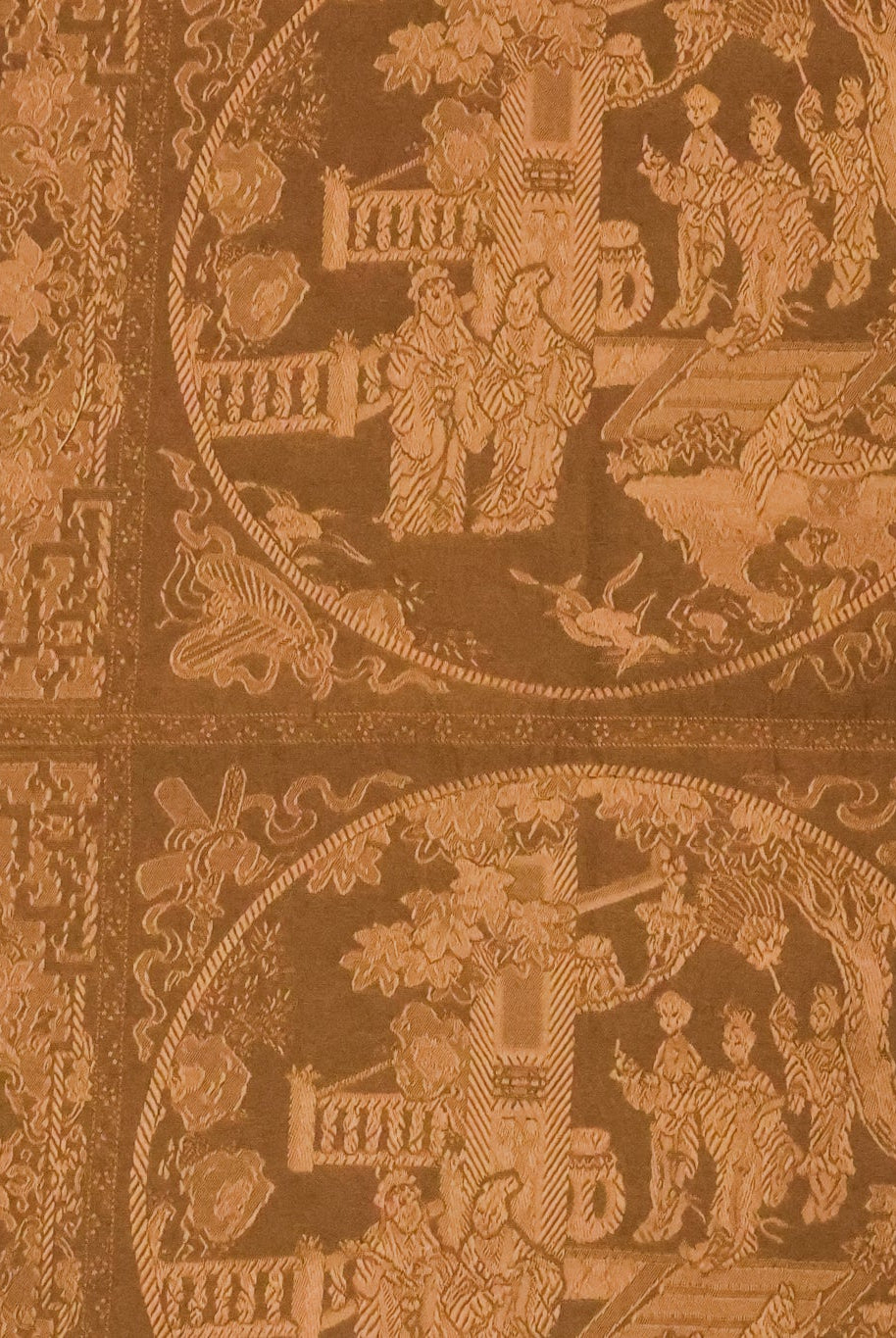 Vintage Bronze Vignette Jacquard Woven Fabric - Boho Fabrics - Jacquard, Woven