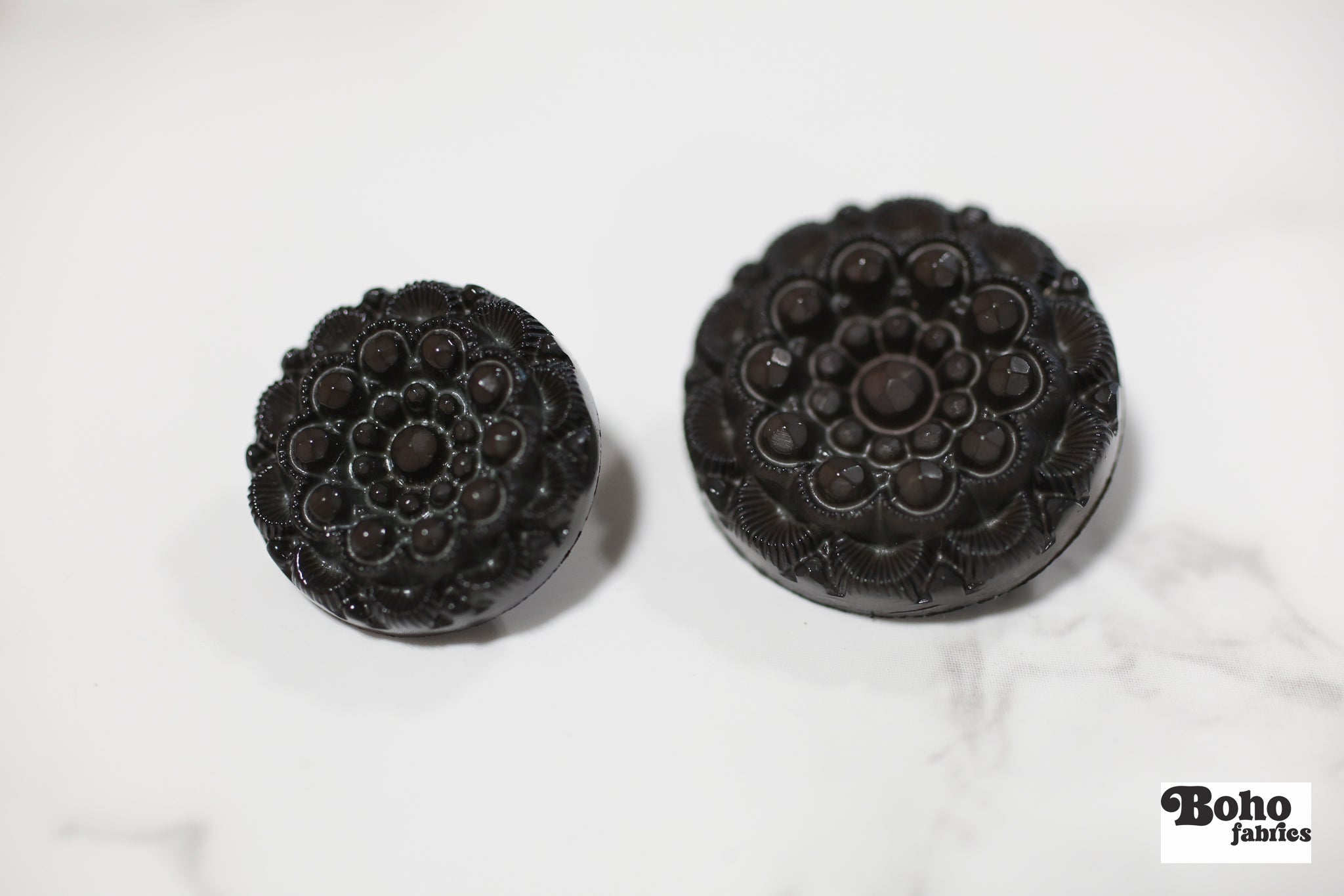 Vintage Inspired Dark Brown Rosette Button. Available in 20mm (32L), 25mm (40L) - Boho Fabrics - Buttons & Snaps