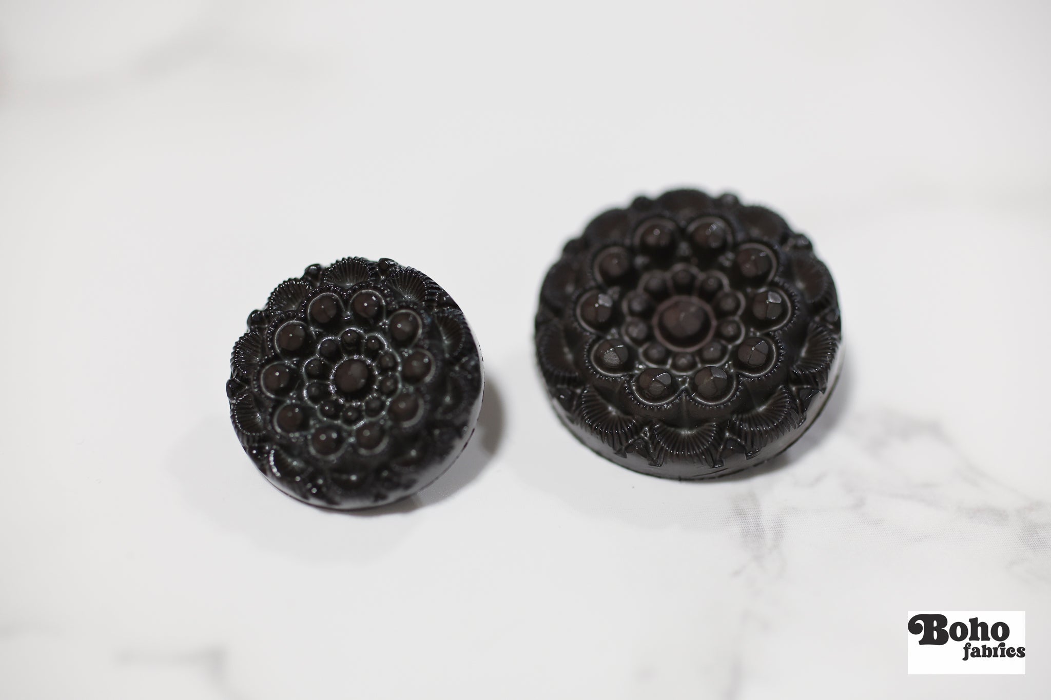 Vintage Inspired Dark Brown Rosette Button. Available in 20mm (32L), 25mm (40L) - Boho Fabrics - Buttons & Snaps