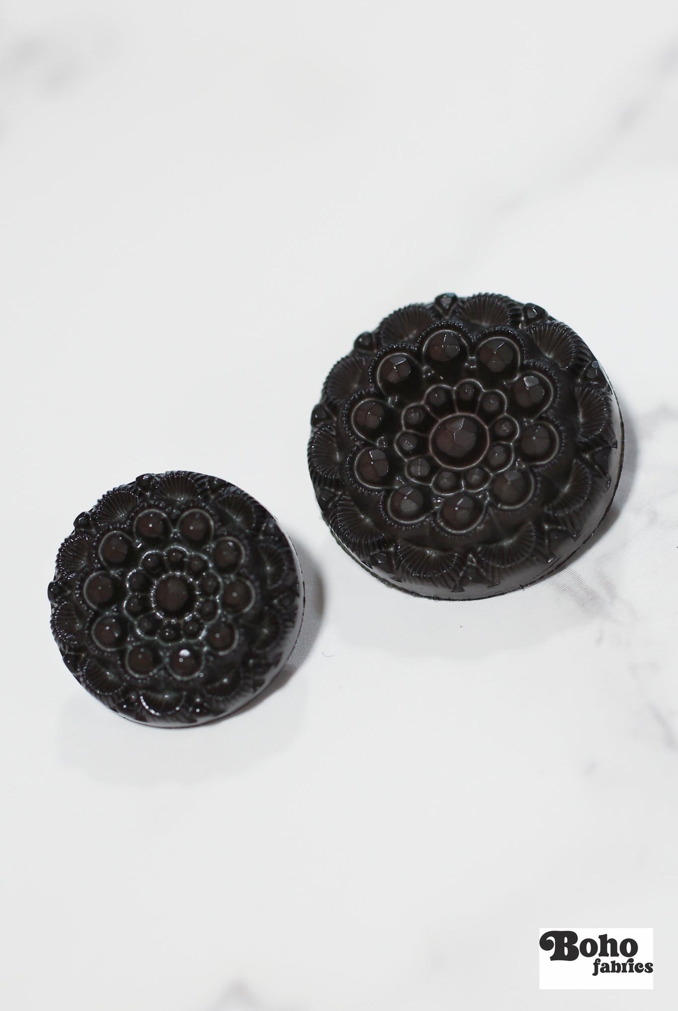 Vintage Inspired Dark Brown Rosette Button. Available in 20mm (32L), 25mm (40L) - Boho Fabrics - Buttons & Snaps