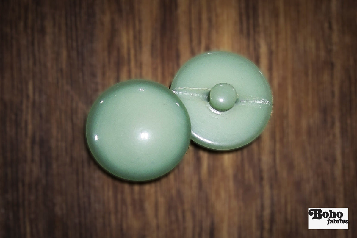Vintage Light Green Dome Shank Buttons. 20mm. Set of 6 - Boho Fabrics - Buttons & Snaps