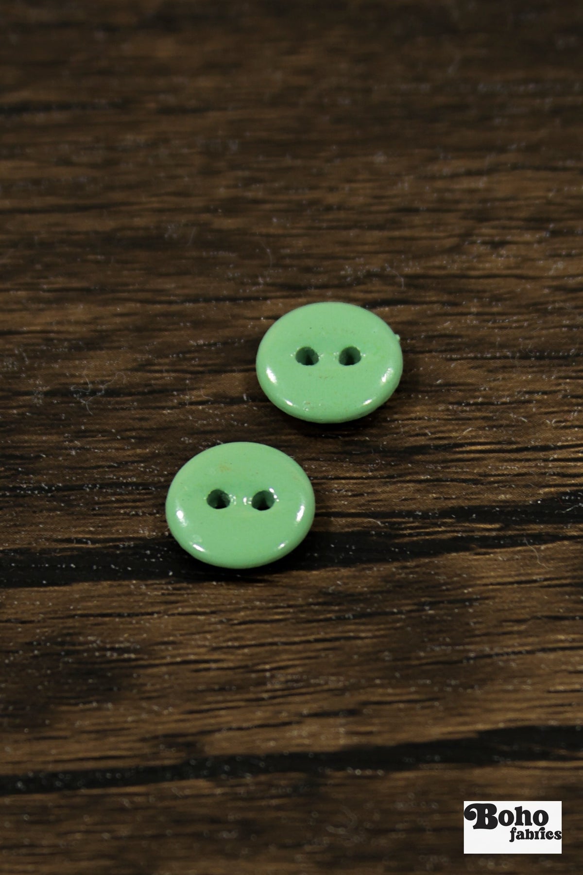 Vintage Light Green Milk Casein Plastic 2-Hole Buttons 15mm, Set of 8 - Boho Fabrics - Buttons & Snaps