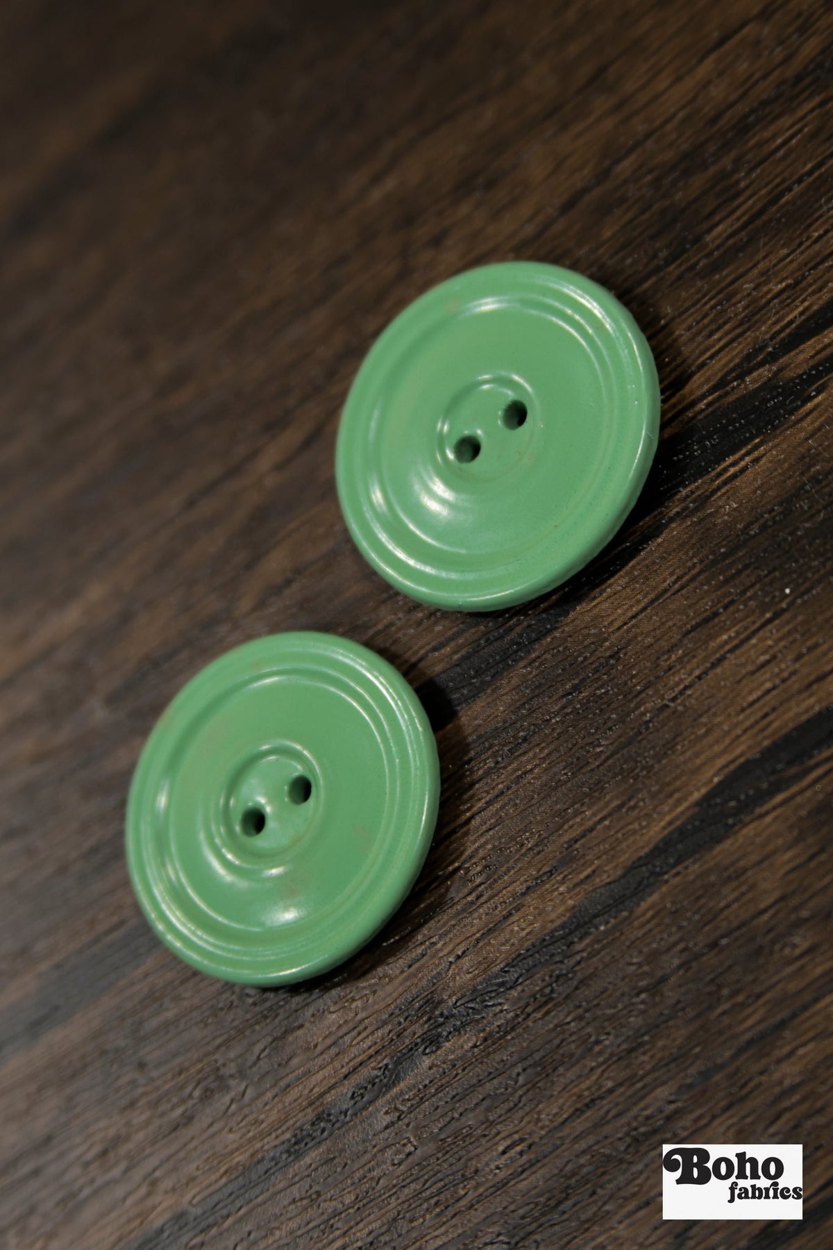 Vintage Light Green Milk Casein Plastic 2-Hole Buttons 29mm, Set of 4 - Boho Fabrics - Buttons & Snaps