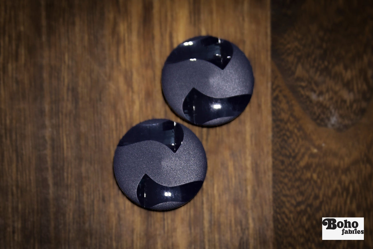 Vintage Navy Blue Two-Tone Swirl Round Shank Buttons - Boho Fabrics - Buttons & Snaps