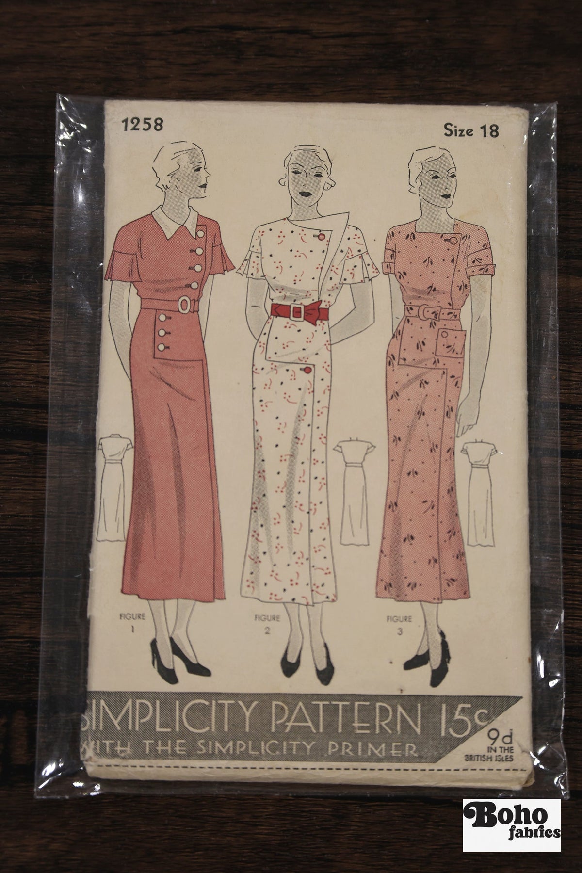 Vintage Sewing Pattern - 1930s - Simplicity 1258 - Women's Art Deco Asymmetrical Day Dress | Bust 36 - Boho Fabrics - Sewing Patterns