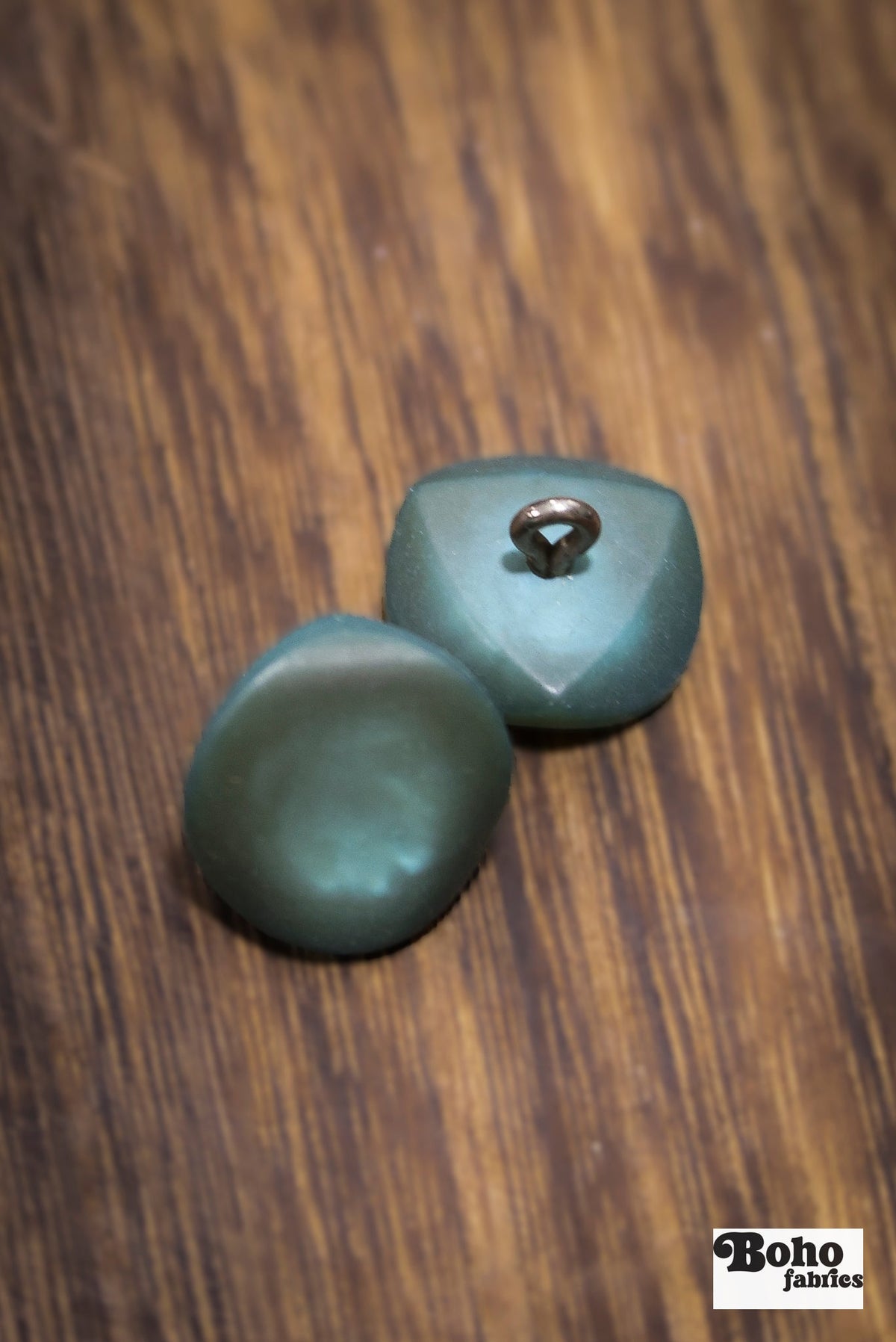 Vintage Teal Shank Buttons. 26L (16.5mm / 5/8"). Set of 6 - Boho Fabrics - Buttons & Snaps