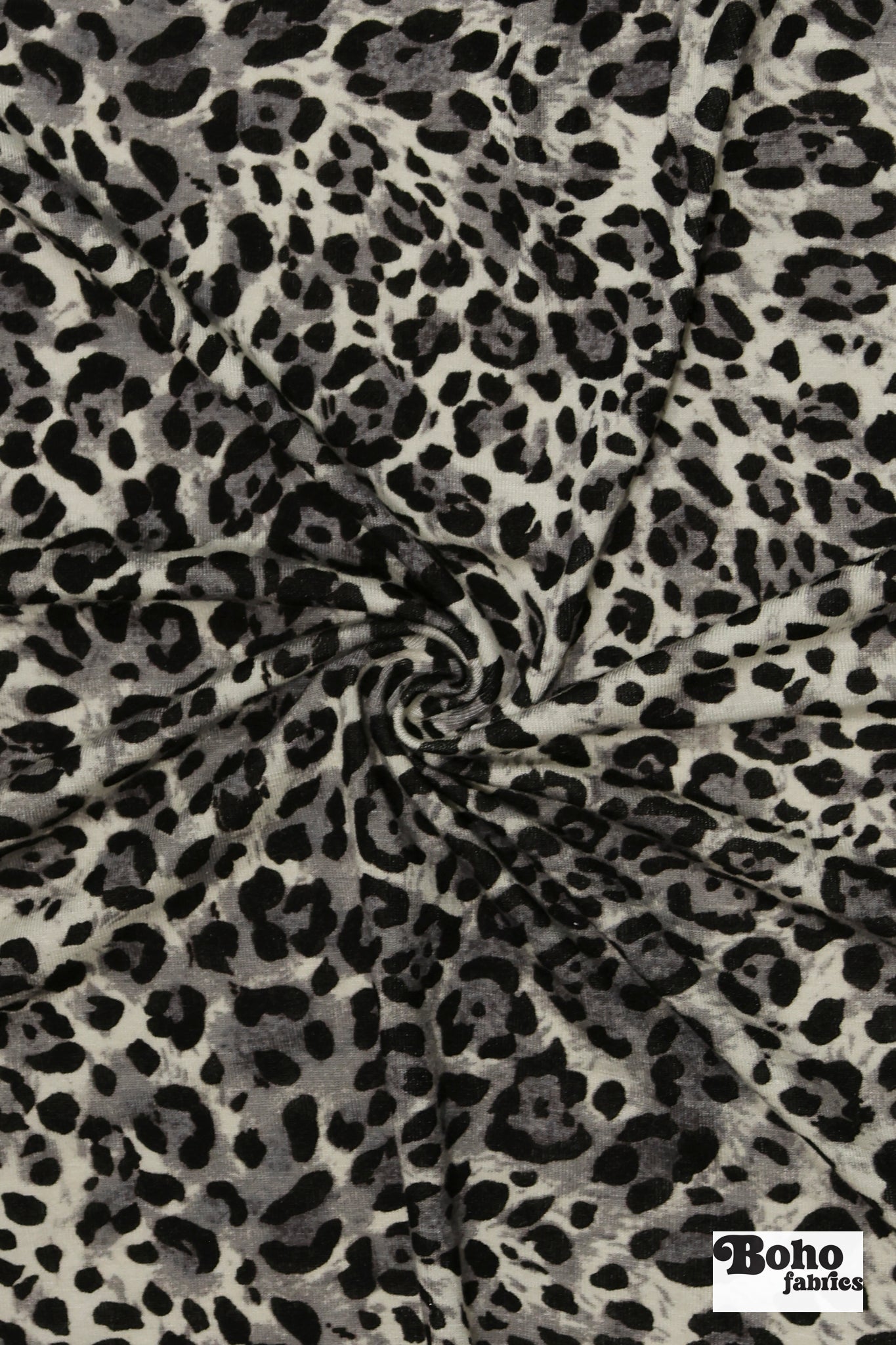 Warm Gray Leopard Print, Rayon Spandex Jersey Knit Fabric - Boho Fabrics - Rayon Jersey Solid, Knit Fabric
