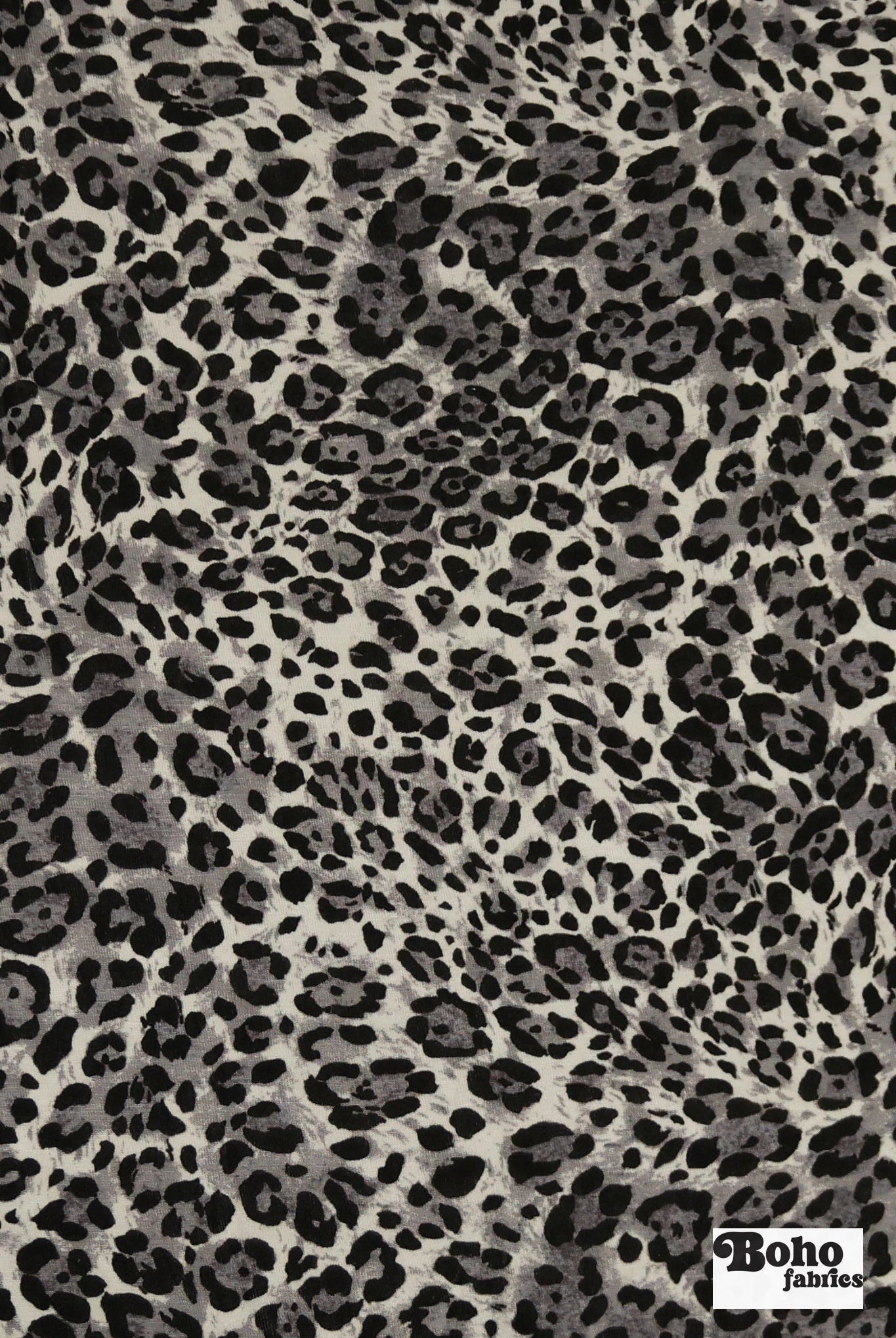 Warm Gray Leopard Print, Rayon Spandex Jersey Knit Fabric - Boho Fabrics - Rayon Jersey Solid, Knit Fabric